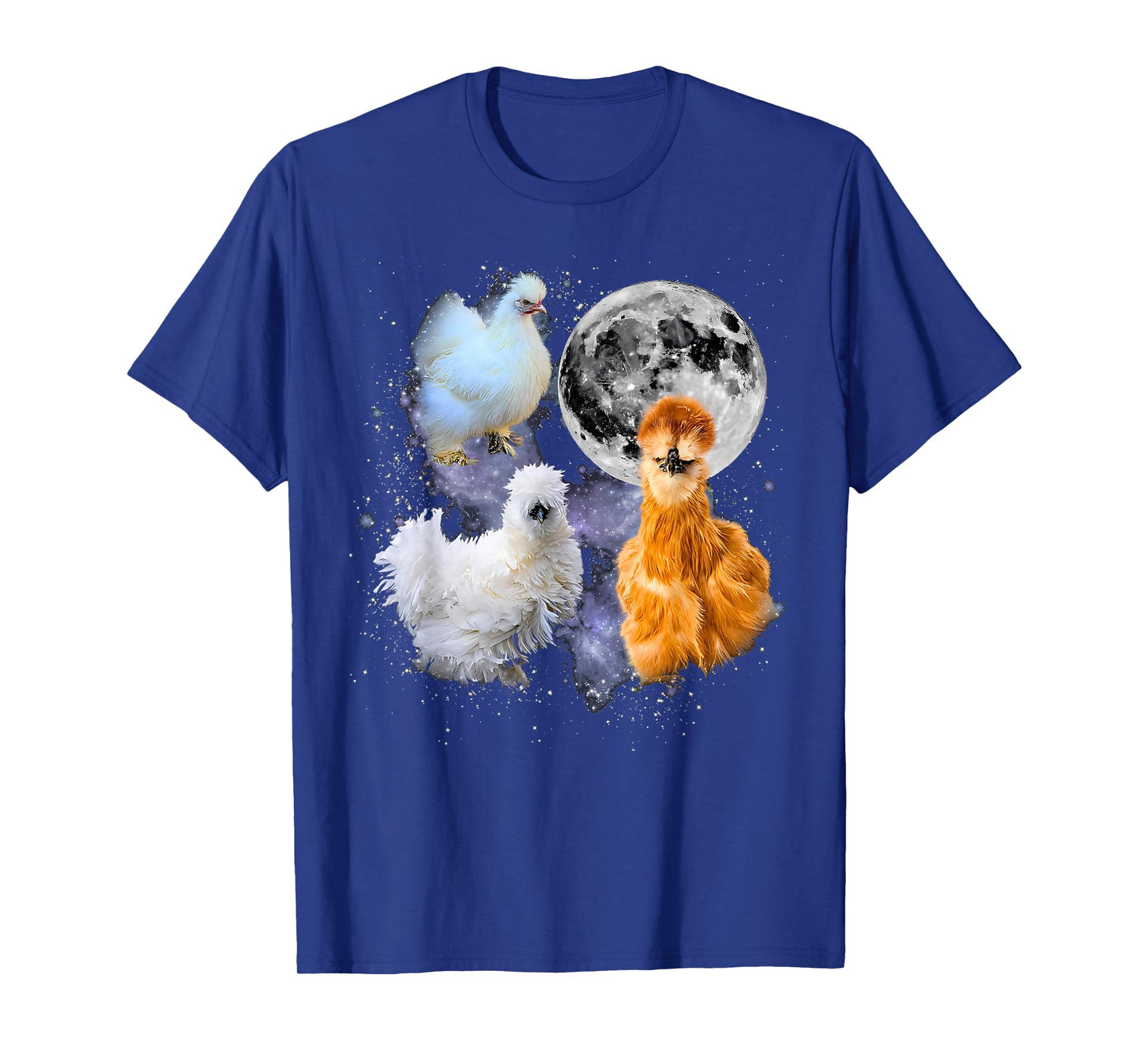 Vintage Three Silkie Chicken Howling at Moon Retro Farmhouse T-Shirt