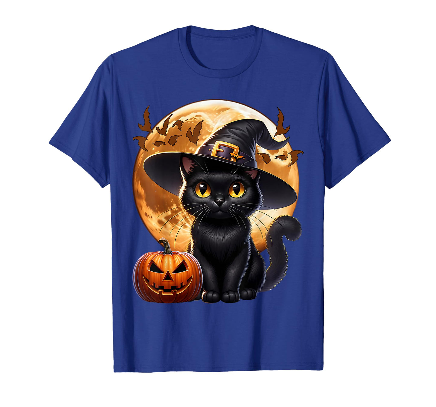 Black Cat Halloween Cat Witch Pumpkin Monn Cat T-Shirt