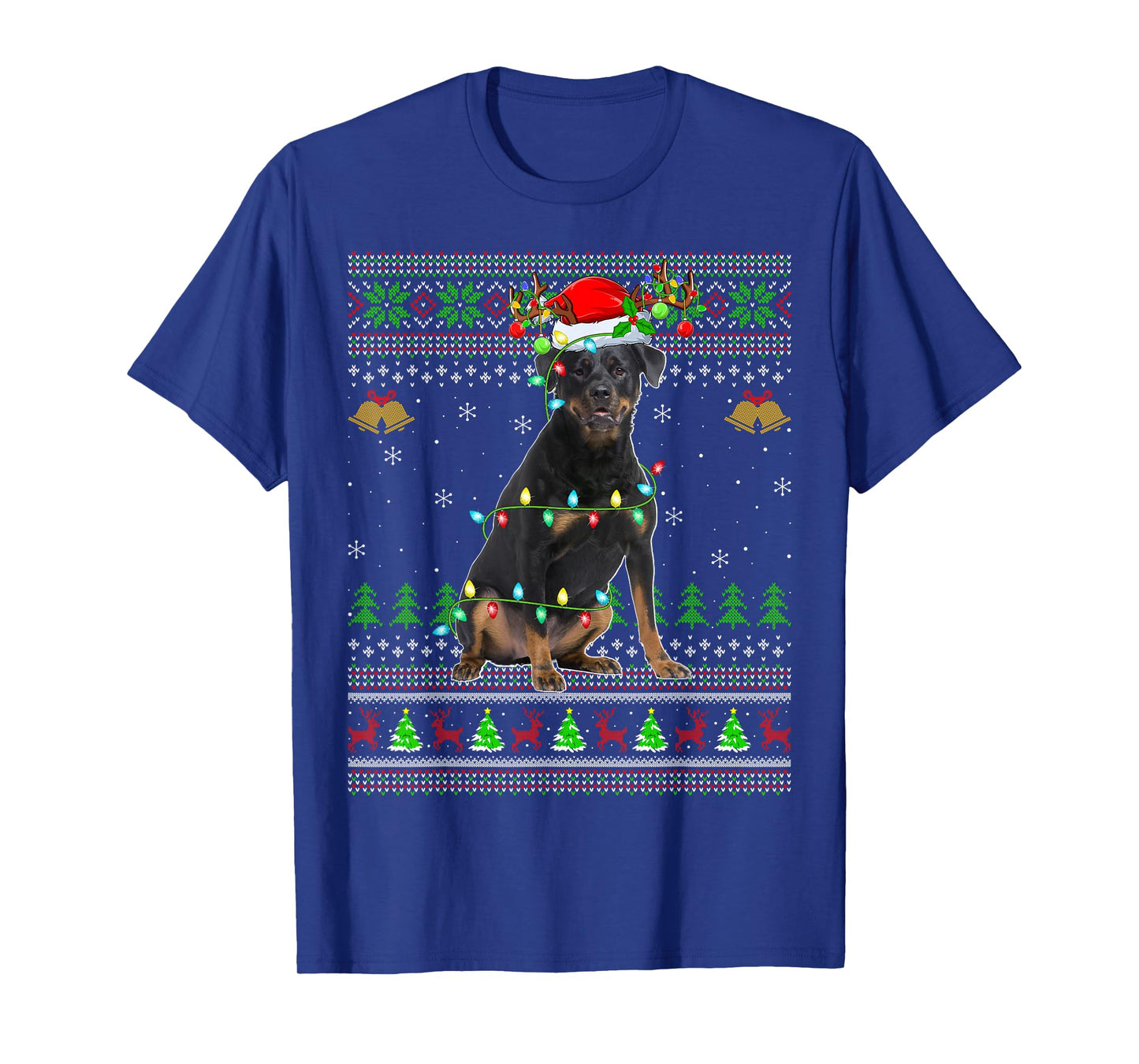 Rottweiler Dog Ugly Christmas Sweaters Holiday Santa Xmas T-Shirt