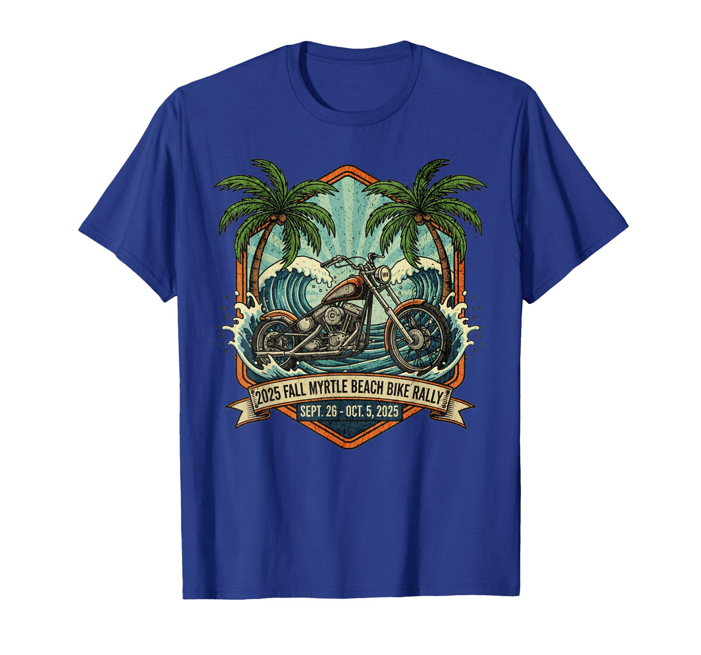 2025 Fall Myrtle Beach Bike Rally with Vintage Art ON Front T-Shirt