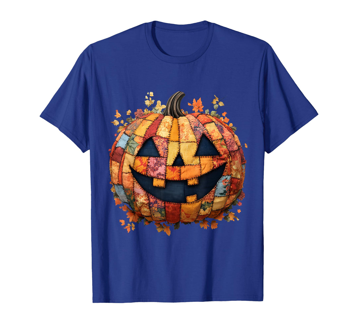 Patchwork Pumpkin Cute Rustic Fall Autumn Design T-Shirt