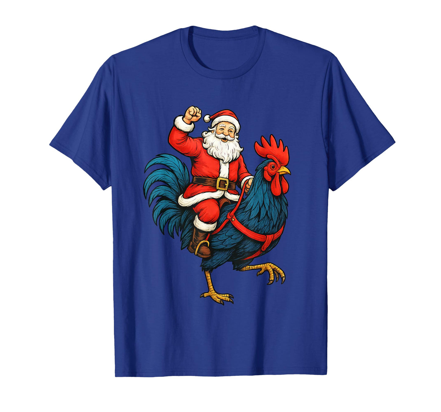 Xmas Santa Riding Rooster Chicken Christmas Holiday Costume T-Shirt