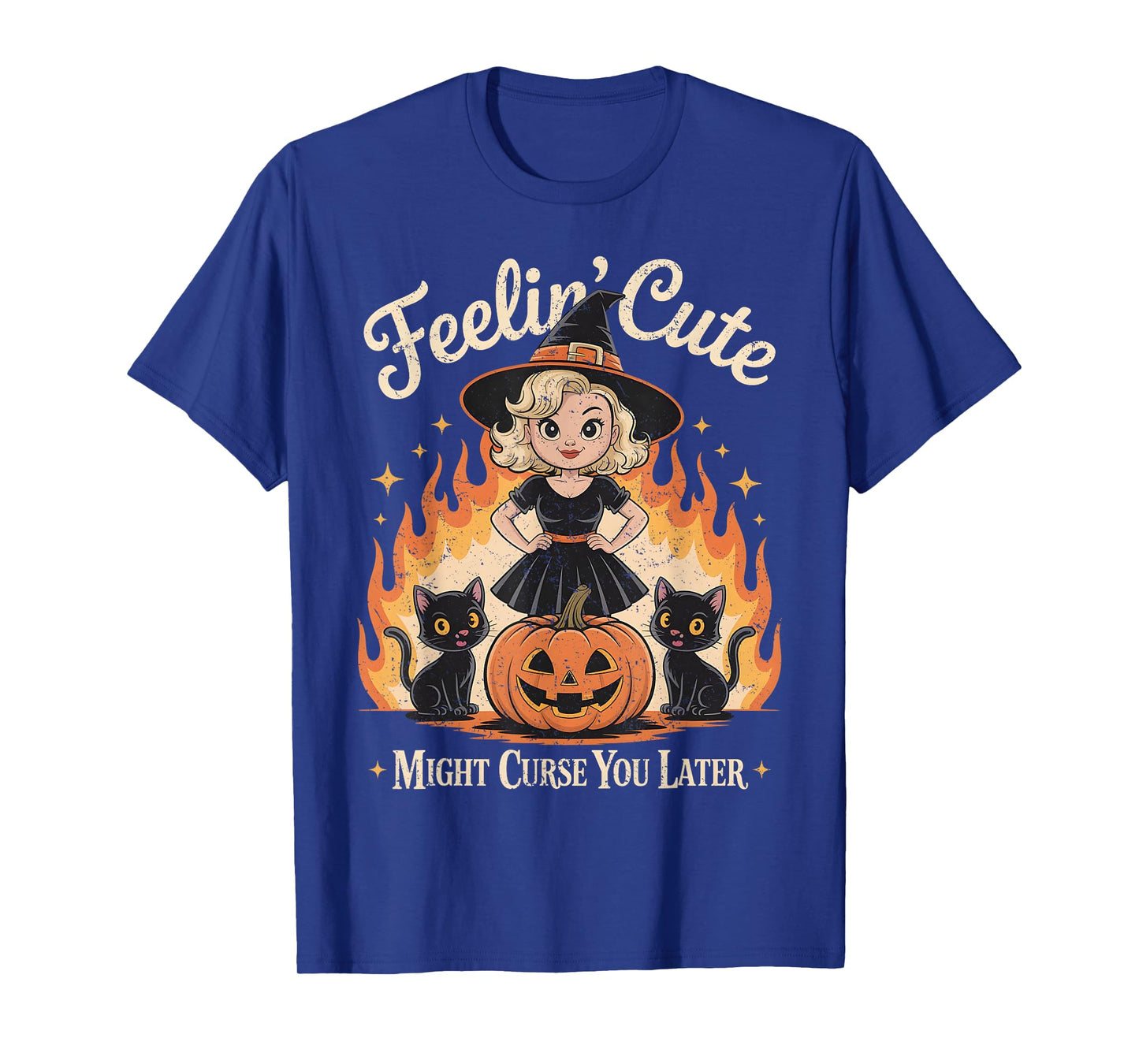 Feeling Cute Might Curse You Later, Cute Witchy & Black Cat T-Shirt
