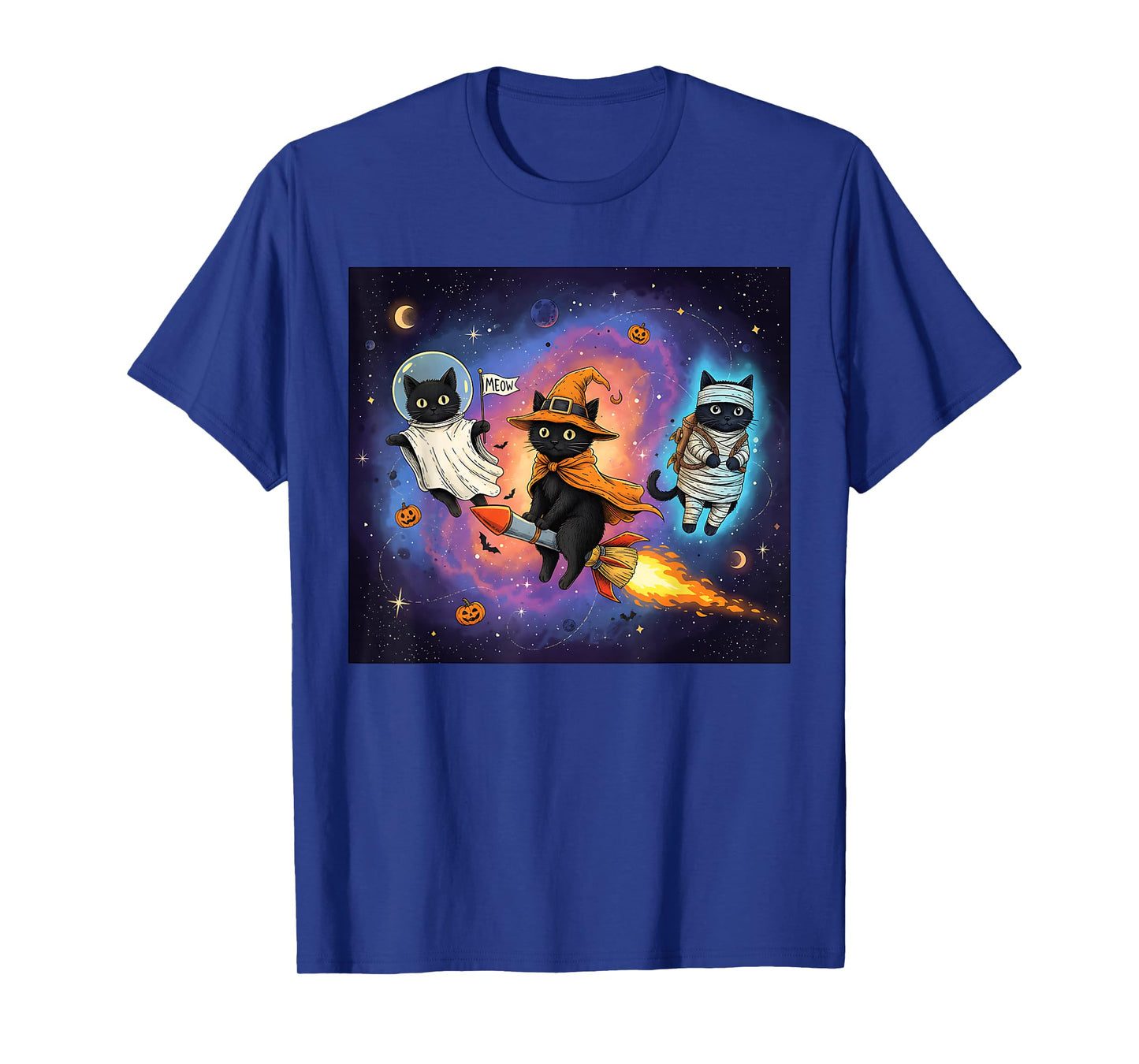 Halloween Black Cat Astronaut Witch Mummy Galaxy Pumpkin T-Shirt