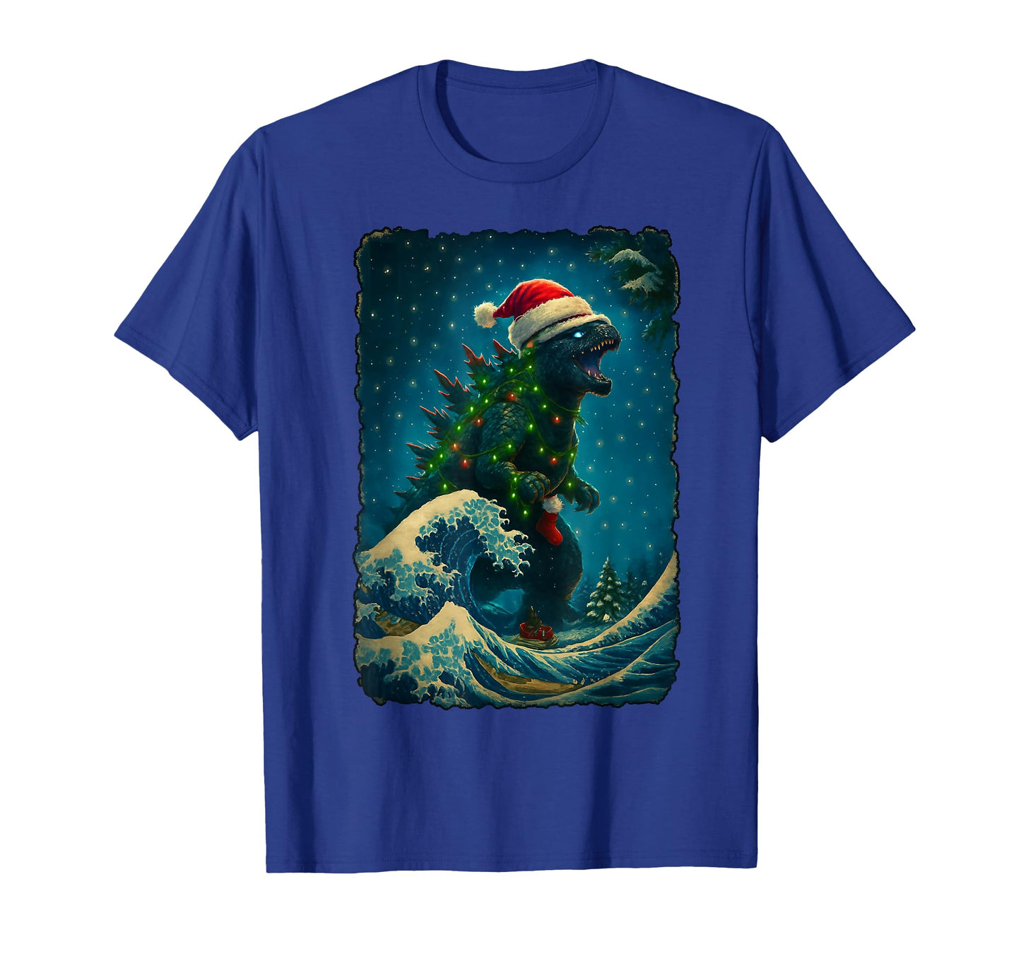 Vintage Kaiju Santa Christmas Monster Xmas Men Women T-Shirt