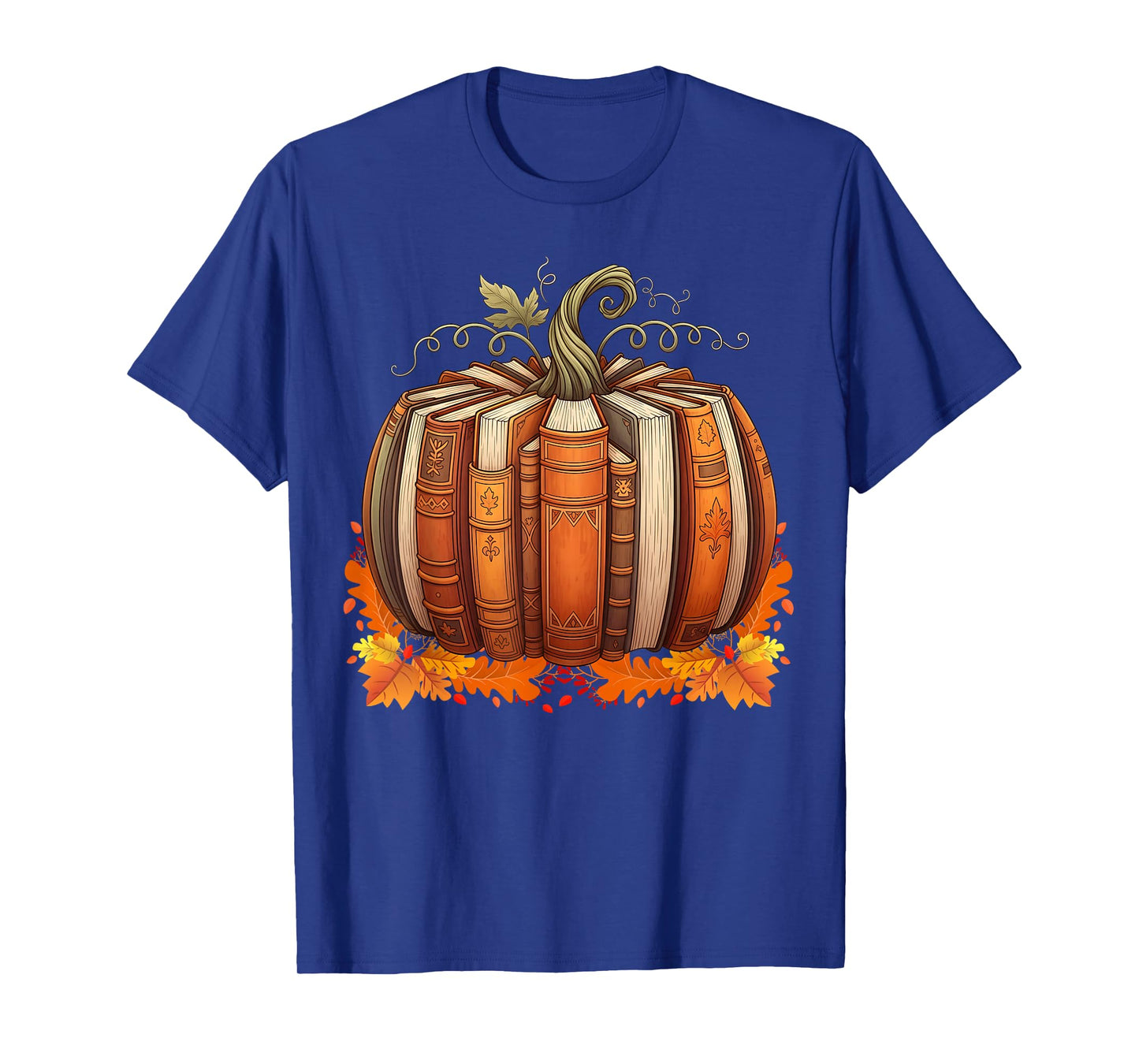 Fall Book Pumpkin Retro Reading Teacher Books Lover T-Shirt