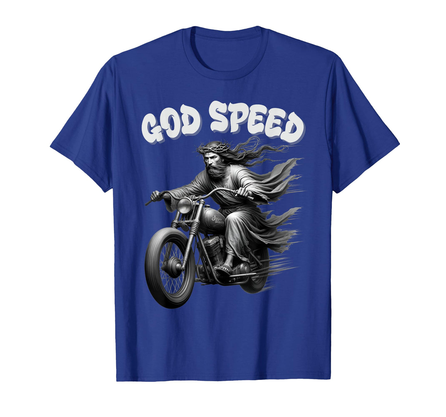 God speed Jesus on a Motorcycle Christian humour tee T-Shirt