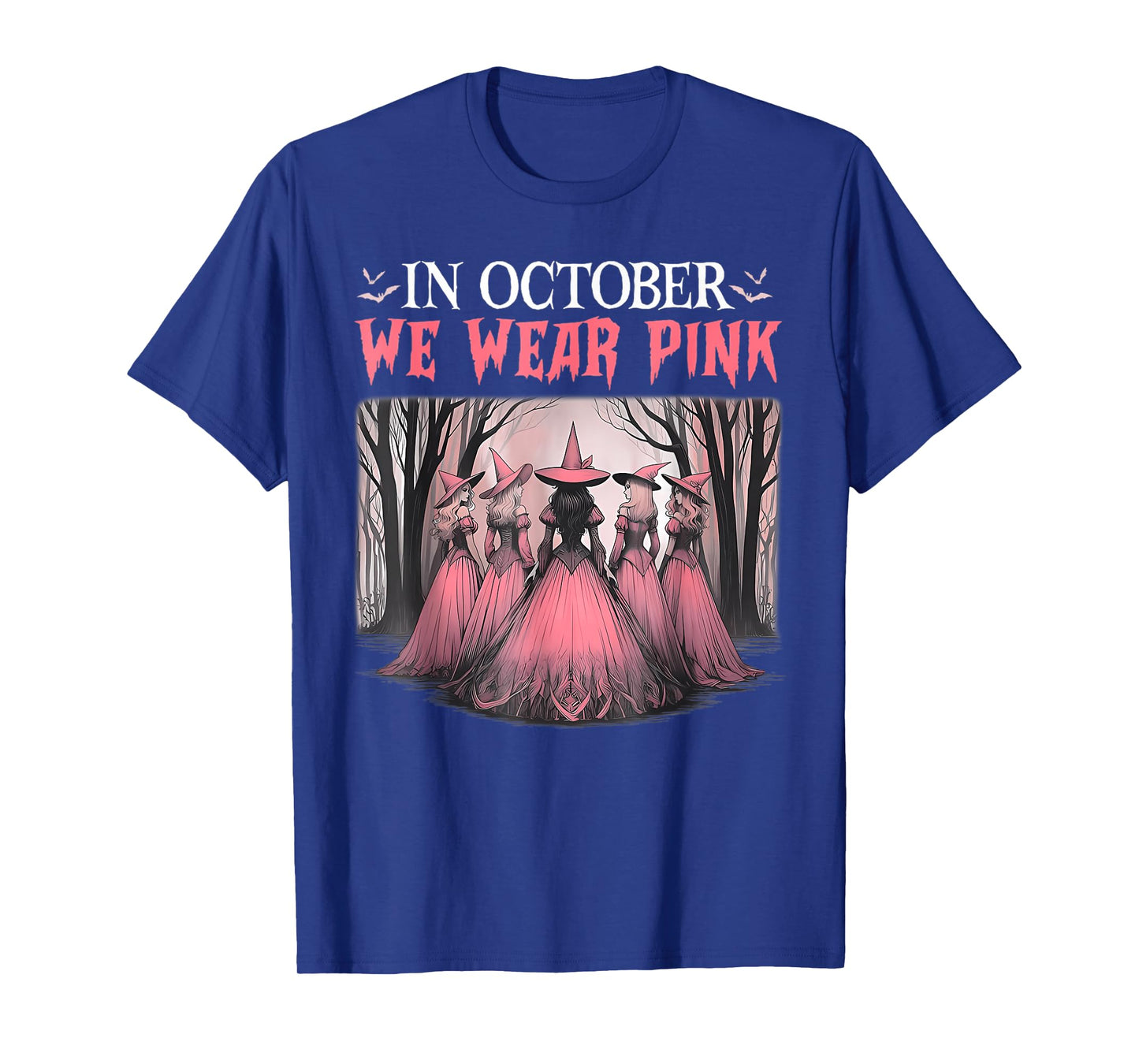 Retro in October We Wear Pink Witch Breast Cancer Awareness T-Shirt