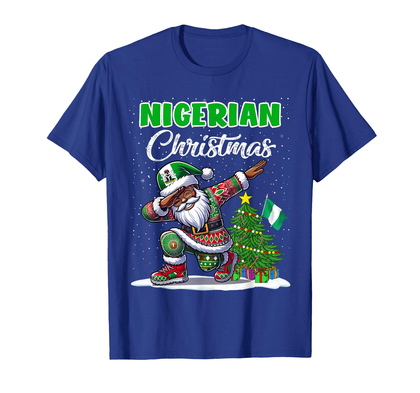 Nigeria Dabbing Santa Christmas Nigeria Flag for Kids T-Shirt