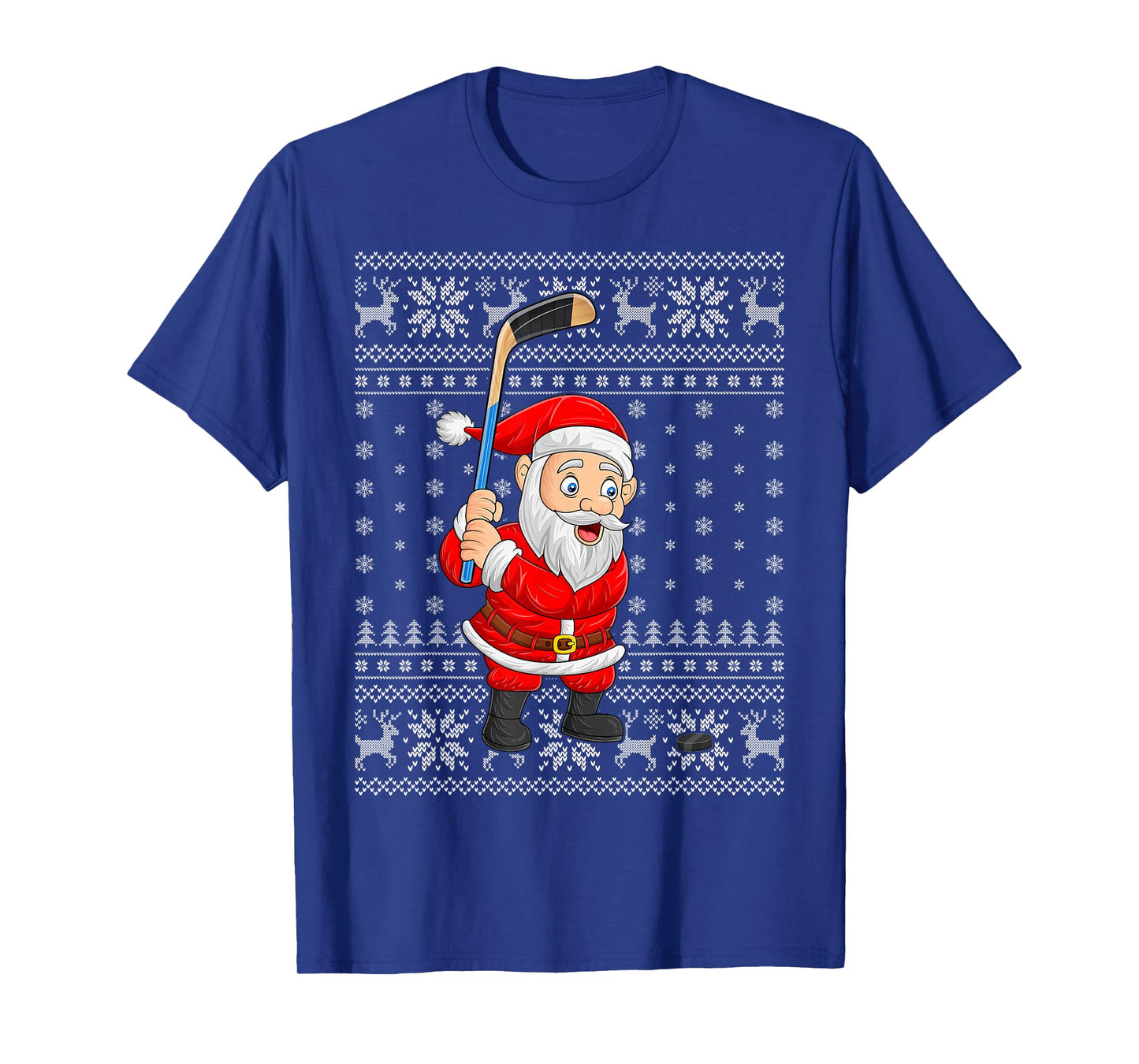 Santa Playing Ice Hockey Ugly Christmas Sweaters Xmas T-Shirt