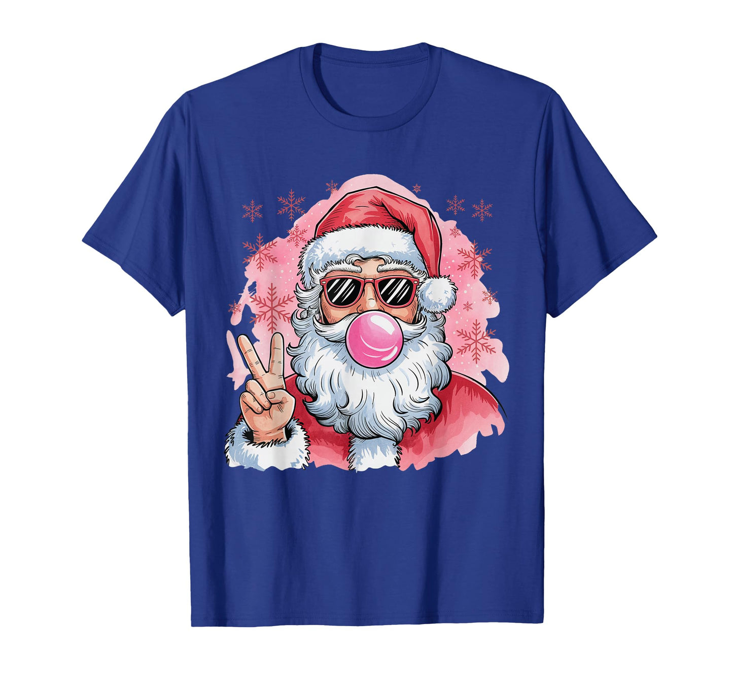 Santa Christmas Blowing Bubble Gum Pink Sunglasses Xmas Kids T-Shirt