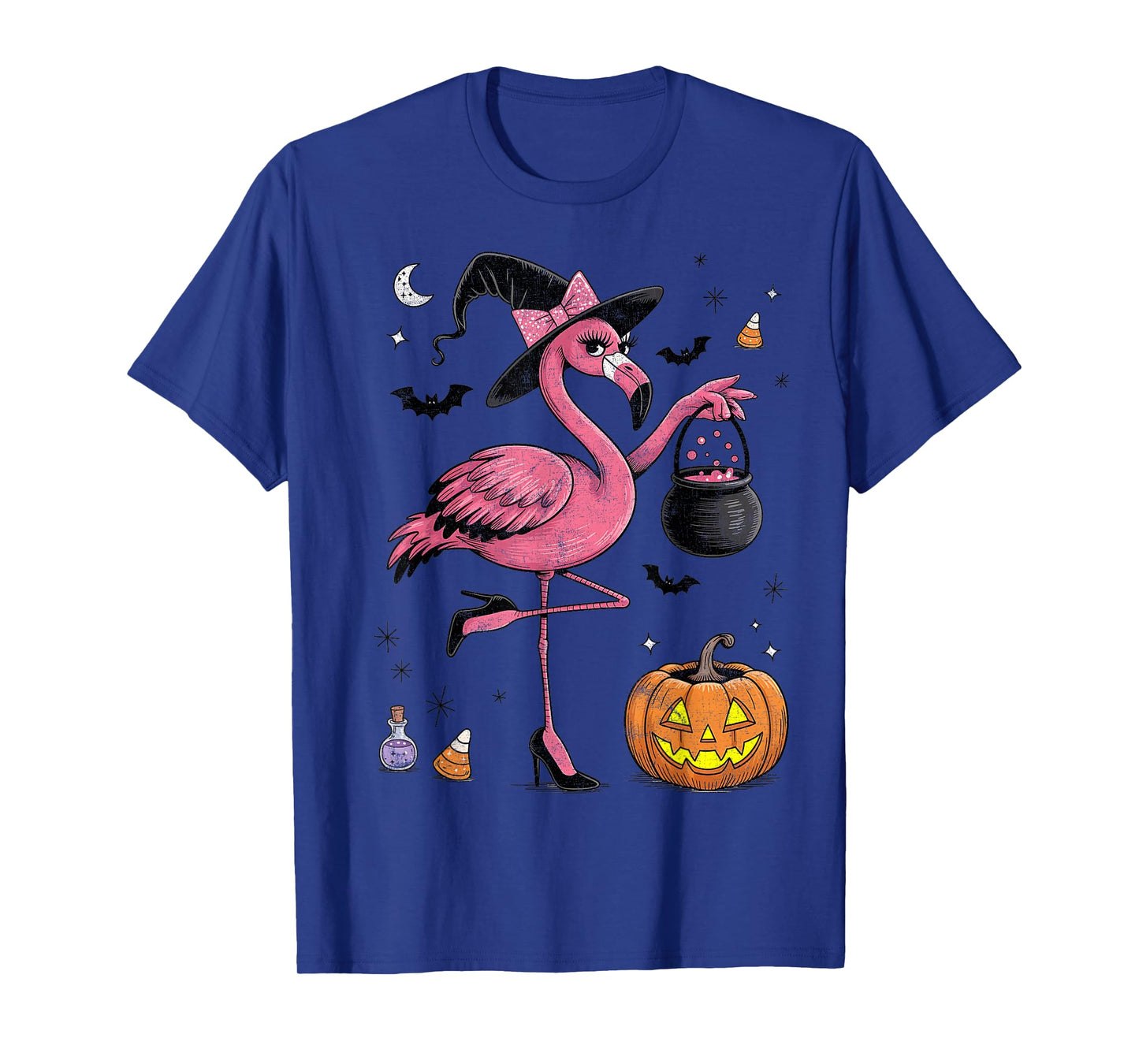 Halloween Flamingo Witch Flamingoween Funny Costume T-Shirt