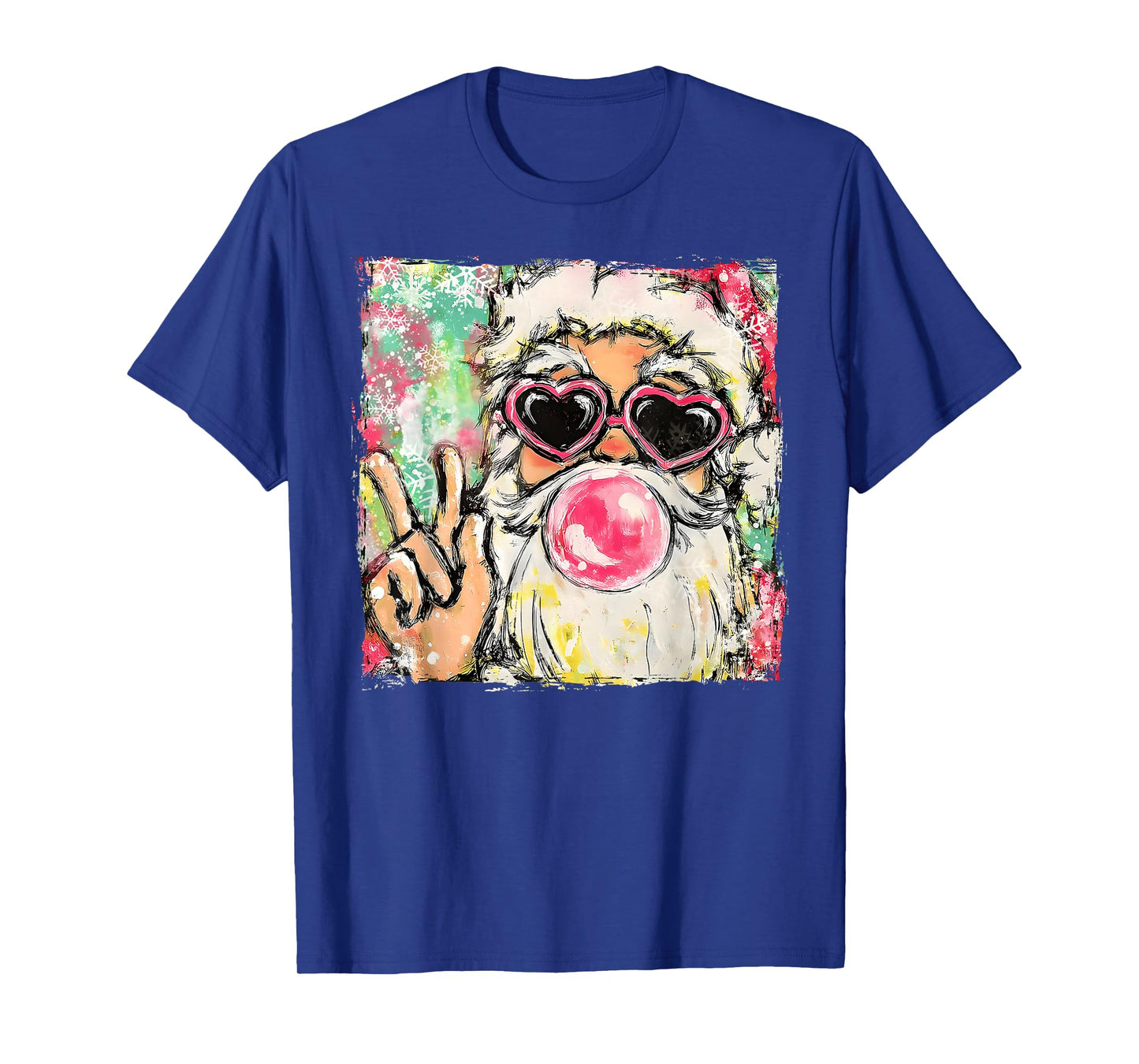 Vintage Retro Santa Bubble Gum Pink Sunglasses Christmas T-Shirt