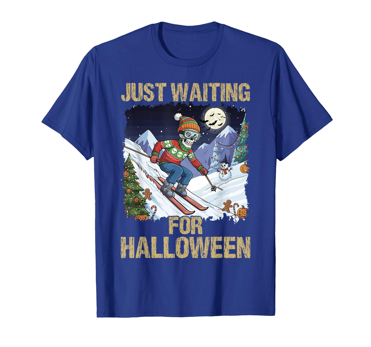 Just Waiting for Halloween Christmas Winter Winterween T-Shirt