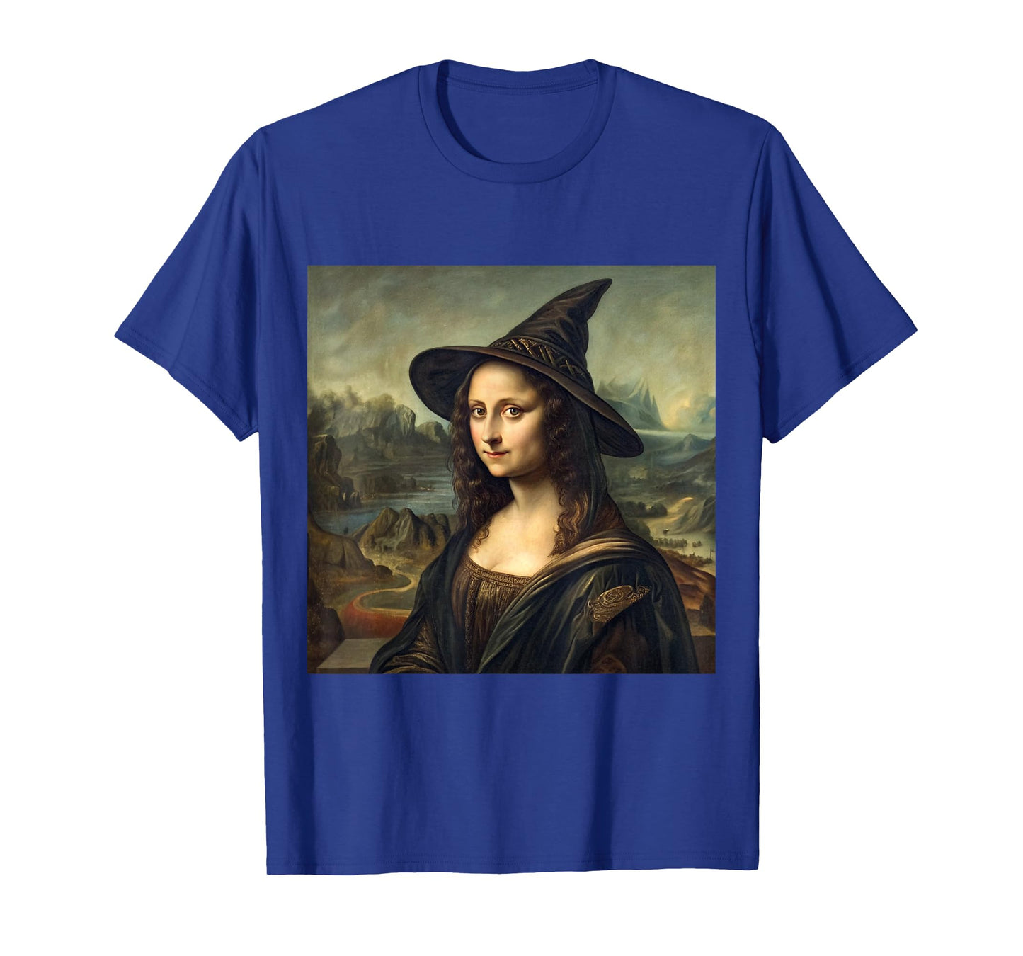 Mona Lisa Inspired Witch Portrait Enchanted Hat Halloween T-Shirt