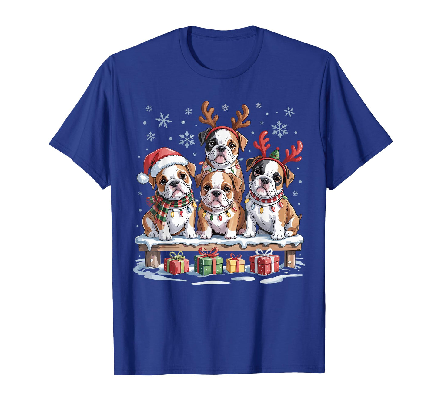 Cute Bulldog Christmas Puppies Dog Lovers Funny Holiday T-Shirt