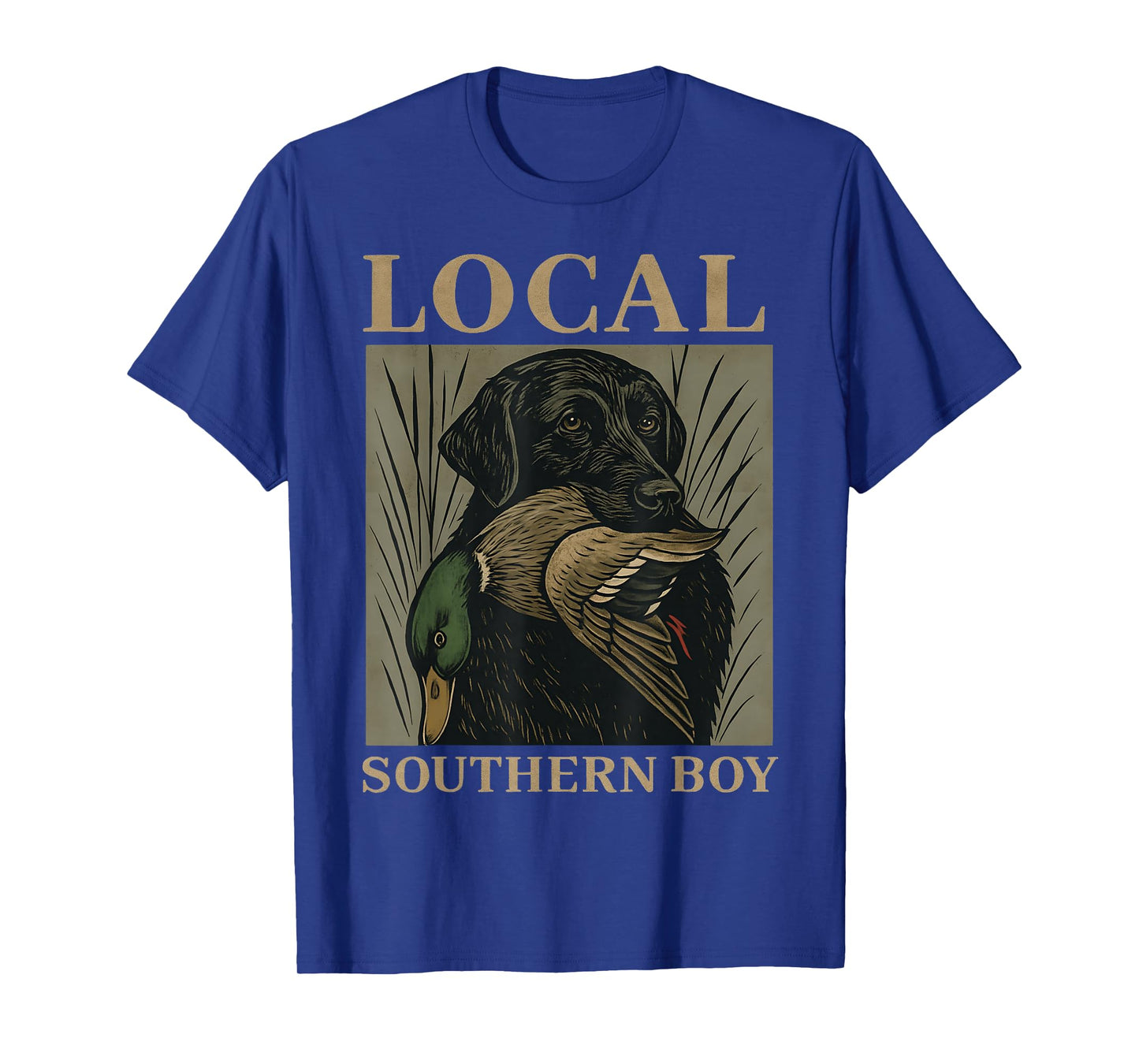Local Southern Boy Duck Hunting Black Lab Dog Retro T-Shirt
