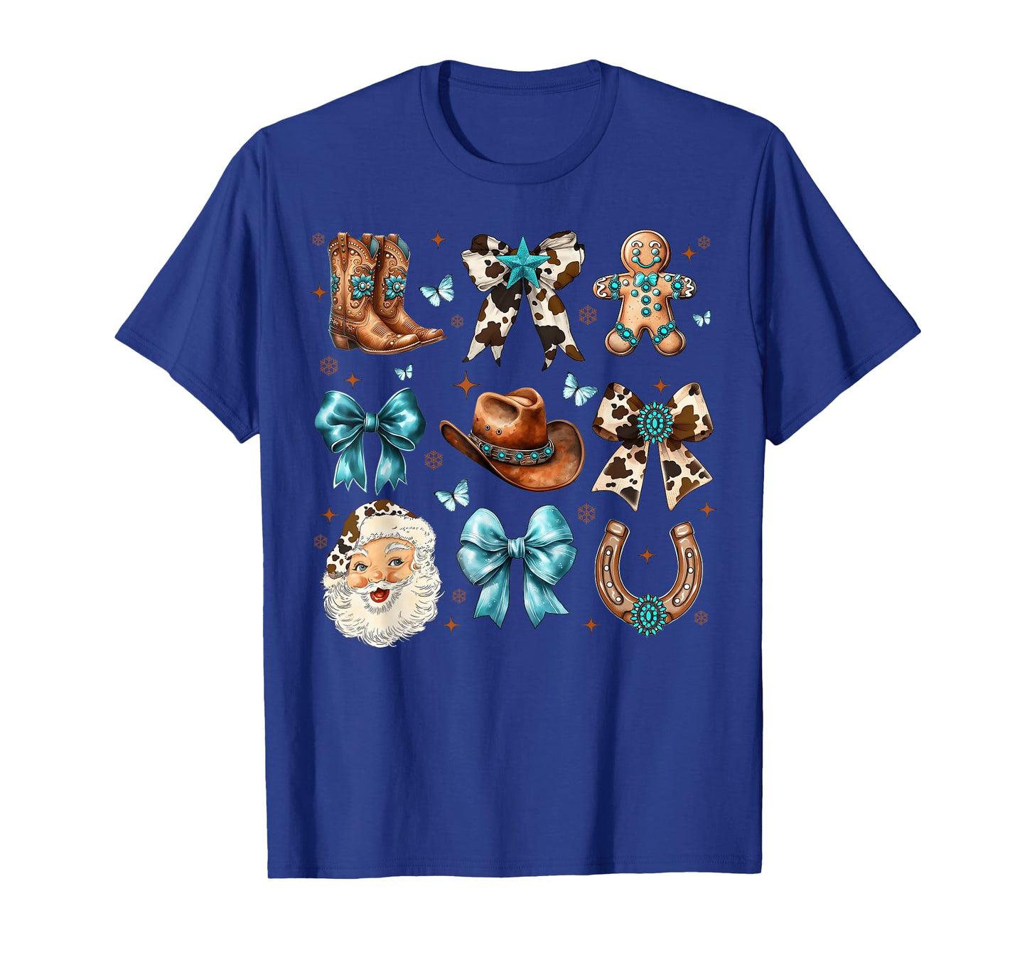 Howdy Christmas Coquette Bow Santa Cowboy Boot Western Xmas T-Shirt