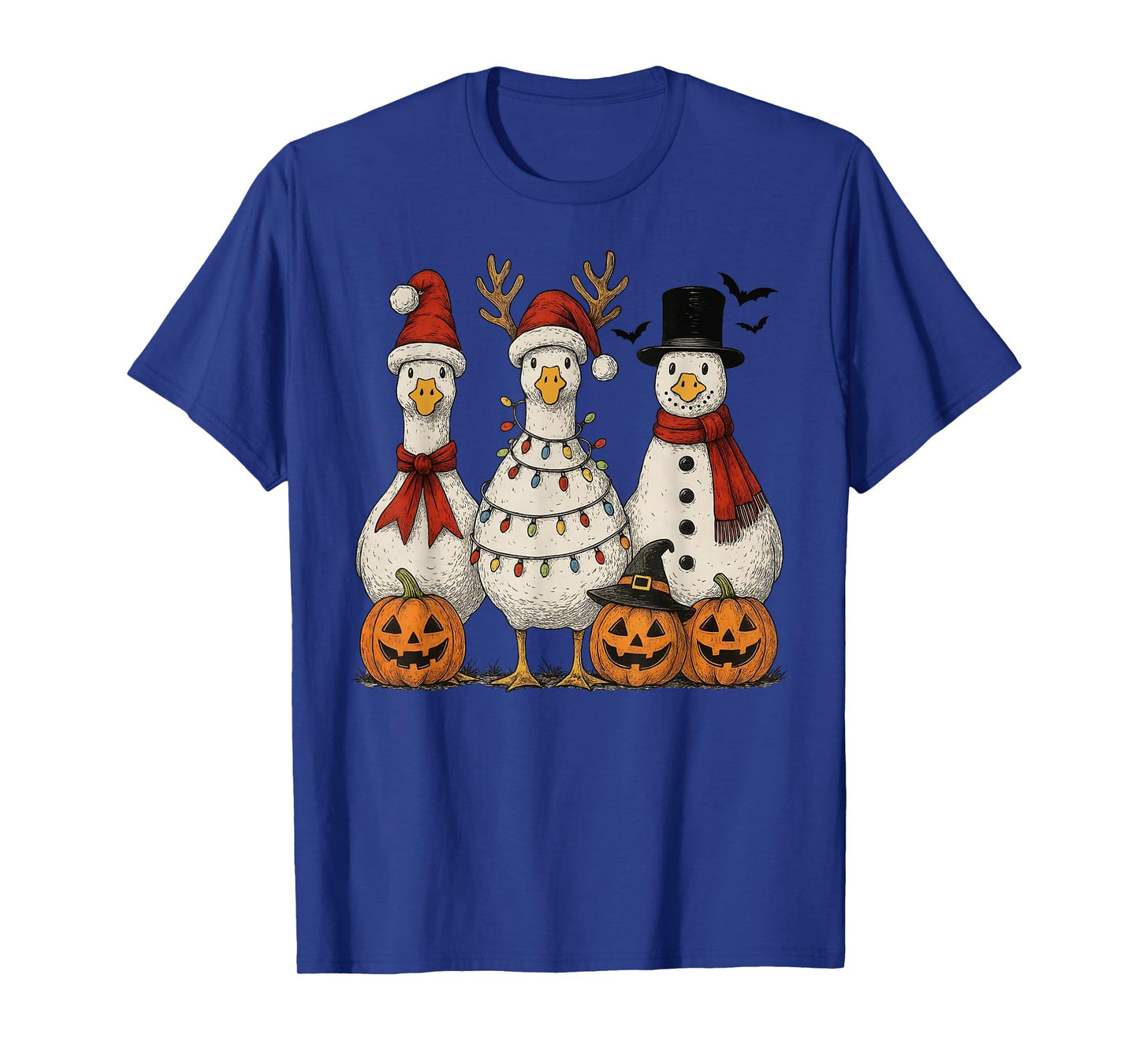 Vintage Christmas Goose Funny Santa Goose Xmas Light T-Shirt
