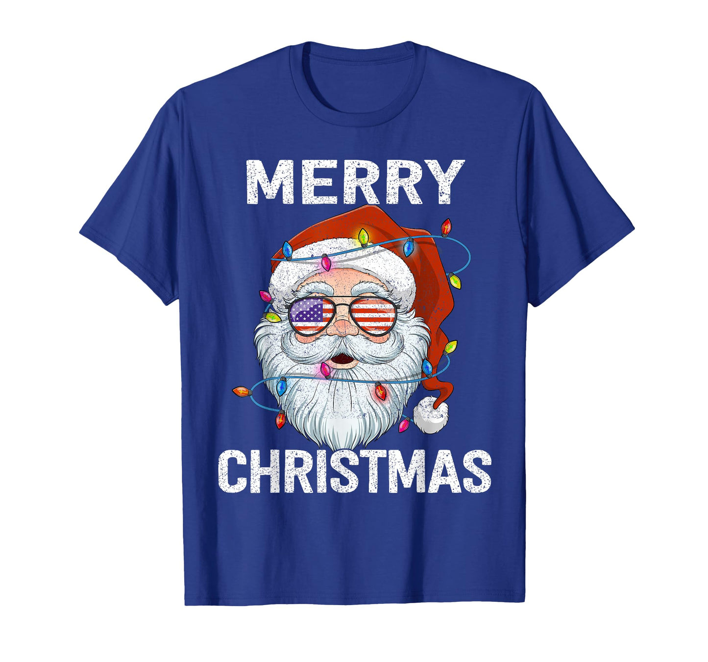 Merry Christmas Santa USA Flag Christmas Xmas Men Women T-Shirt