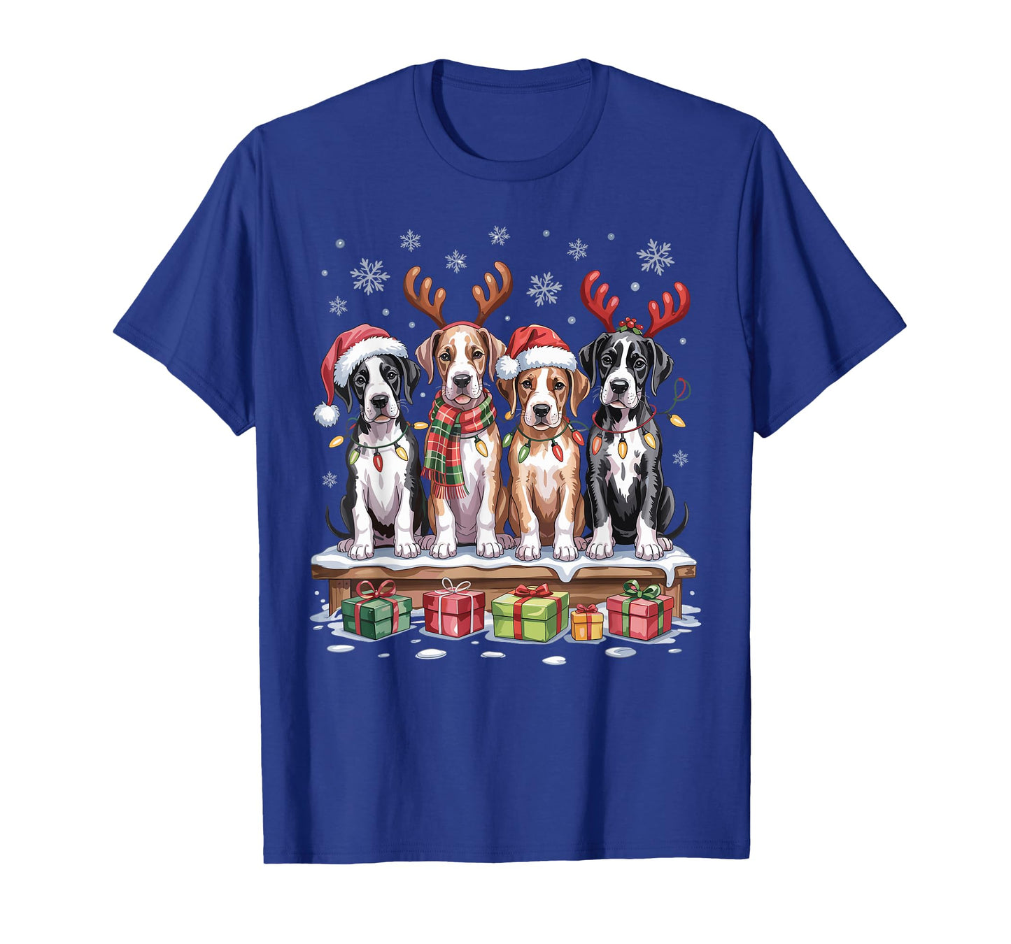 Cute Great Dane Christmas Puppies Dog Lovers Funny Holiday T-Shirt