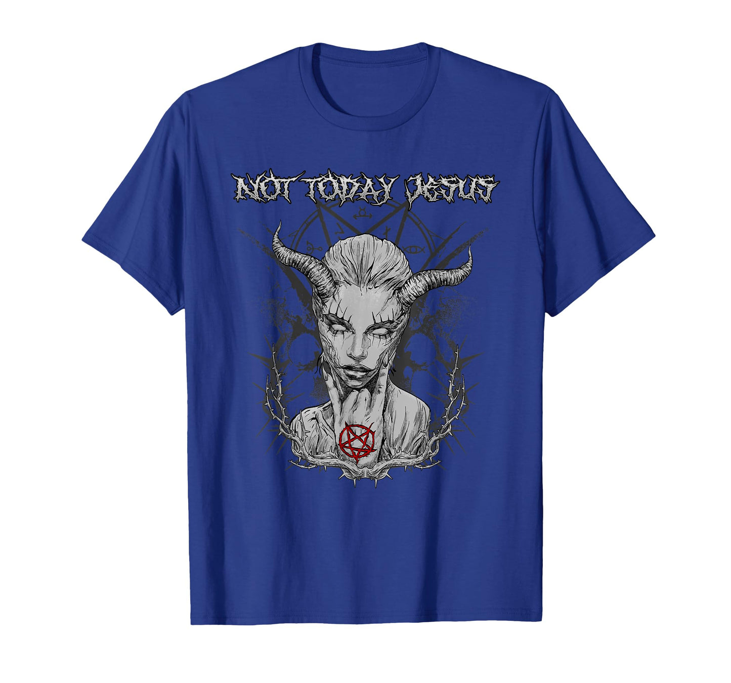 Not Today Jesus I Satanic Baphomet Pentagram T-Shirt