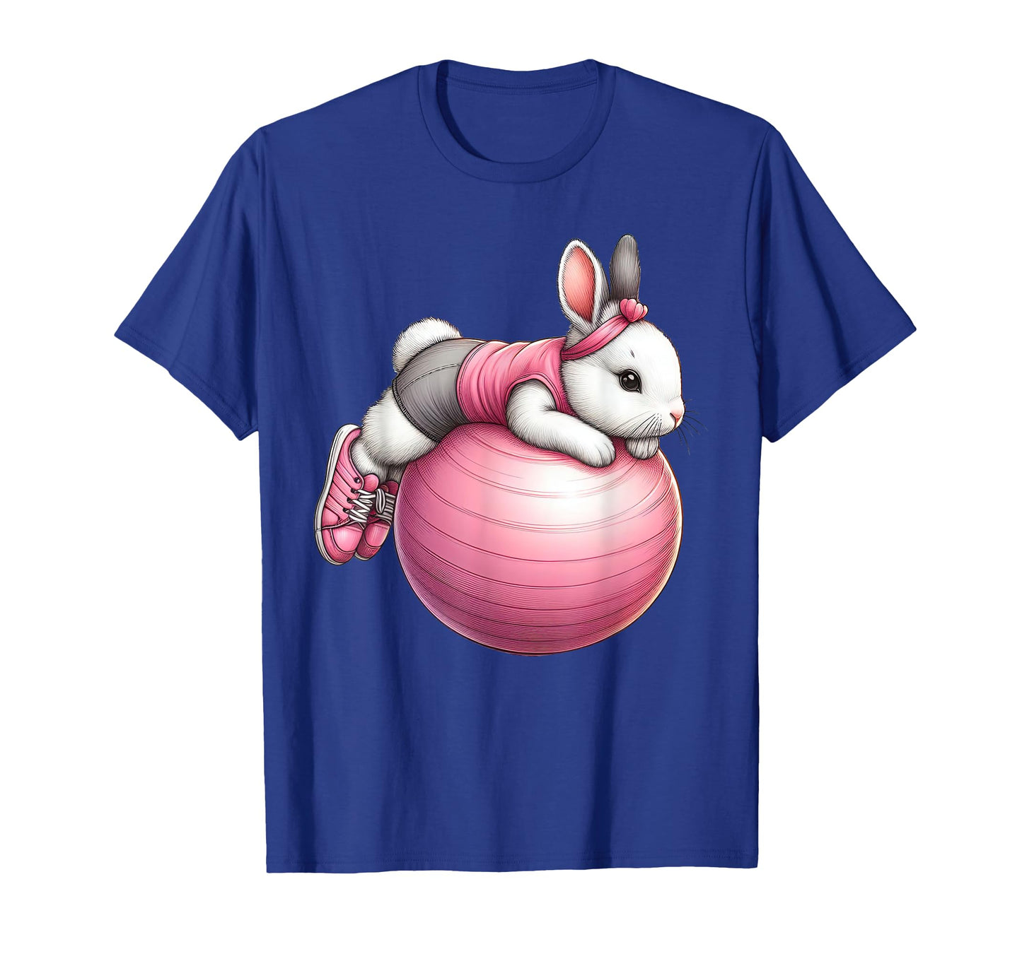 Easter Bunny on Exercise Ball Gym Fitness Workout Training T-Shirt