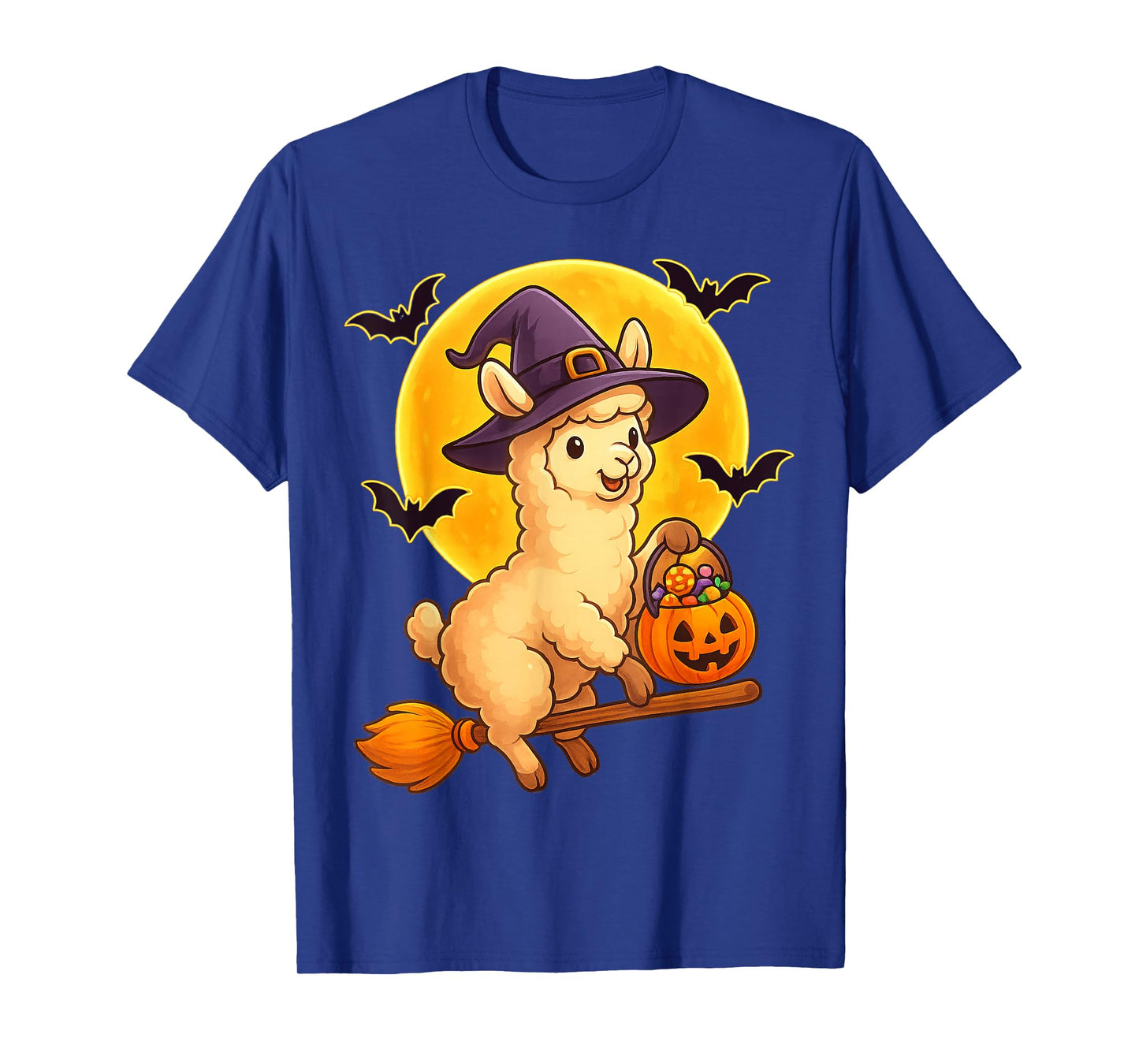 Cute Llama Witch Pumpkin Halloween Costume Boys Girls T-Shirt