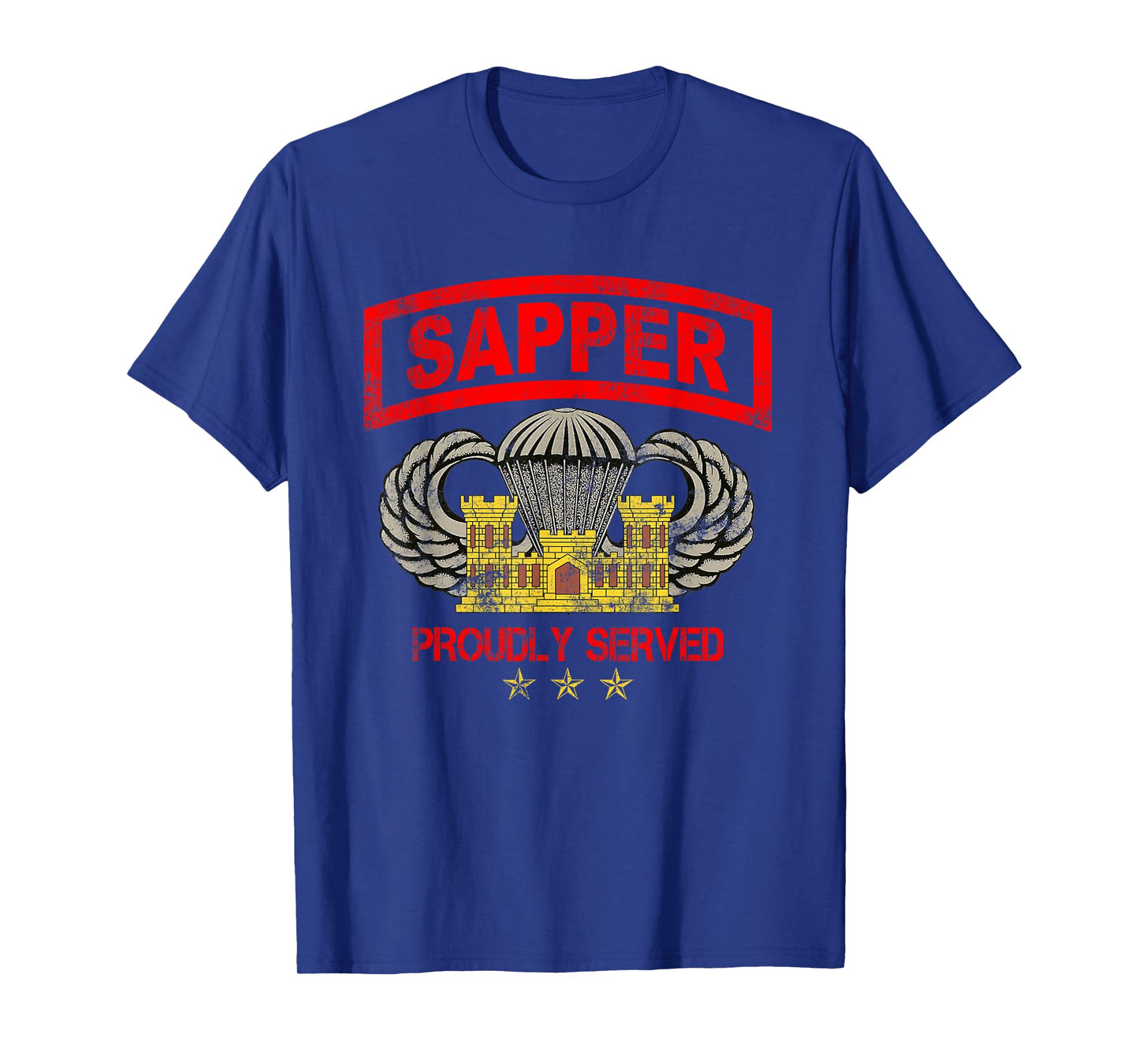Sapper Combat Engineer Veteran Vintage USA Flag Men Women T-Shirt