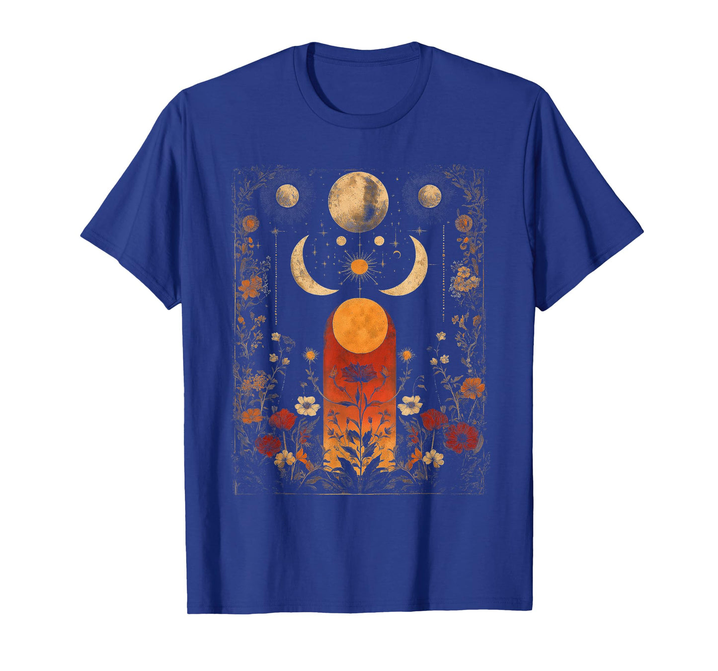 Lunar Flower Garden Moon Phase Celestial Botanical T-Shirt