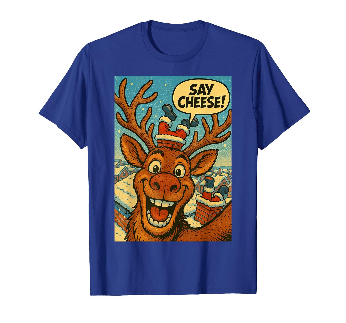 Funny Reindeer Selfie Santa Boys Girls Christmas T-Shirt