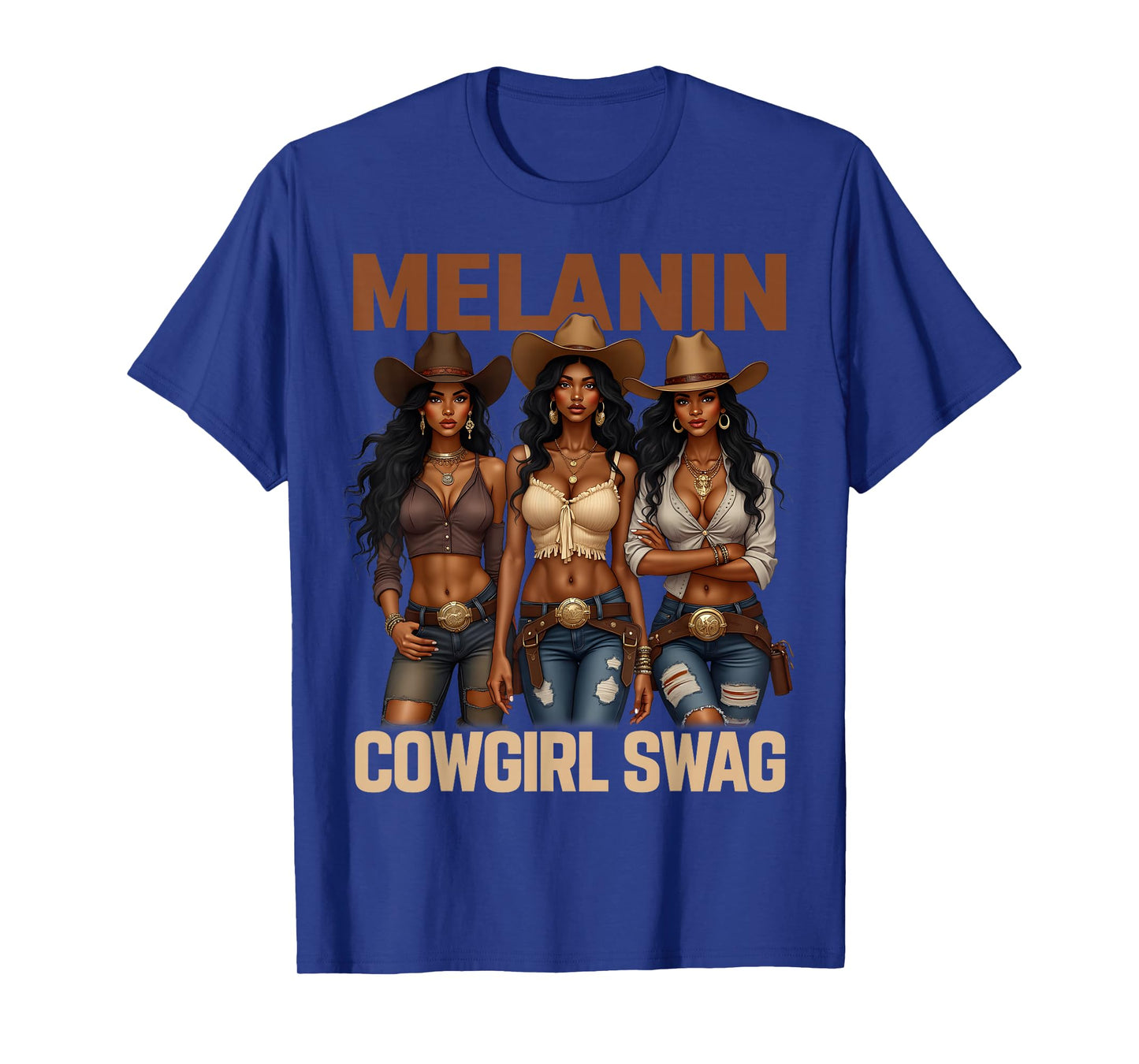 African Melanin Cowgirl Swag, Melanin Cowgirls Black BHM T-Shirt