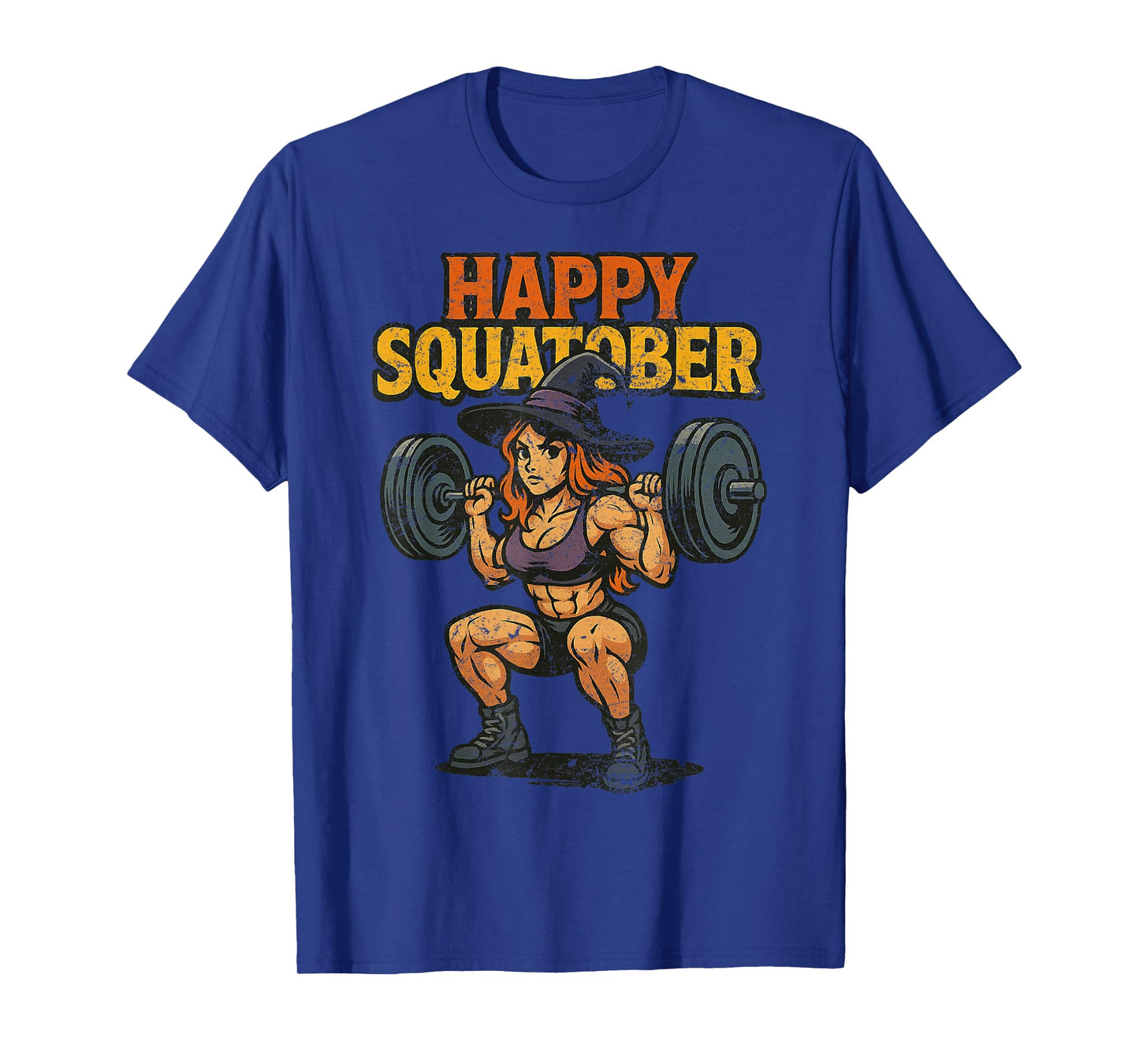 Happy Squatober Leg Day Challenge Vintage Halloween Witch T-Shirt