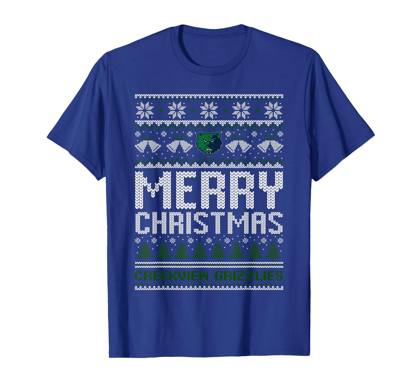 Creekview Grizzlies Logo Merry Christmas Ugly Sweater HS T-Shirt