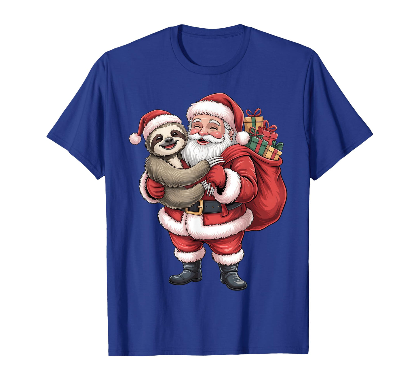 Cute Sloth Santa Christmas Holiday Cartoon Funny Sloth Gifts T-Shirt