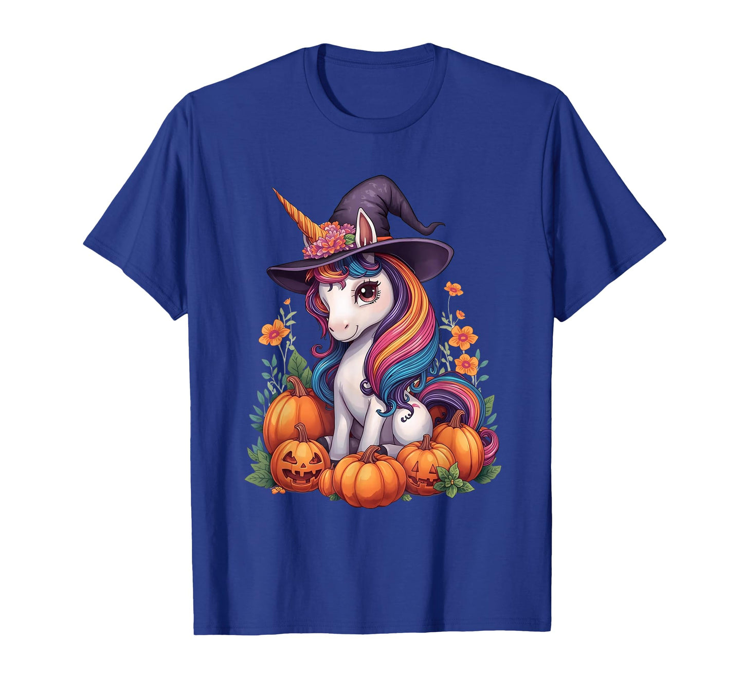 Cute Floral Unicorn Witch Halloween Matching Family Kids T-Shirt
