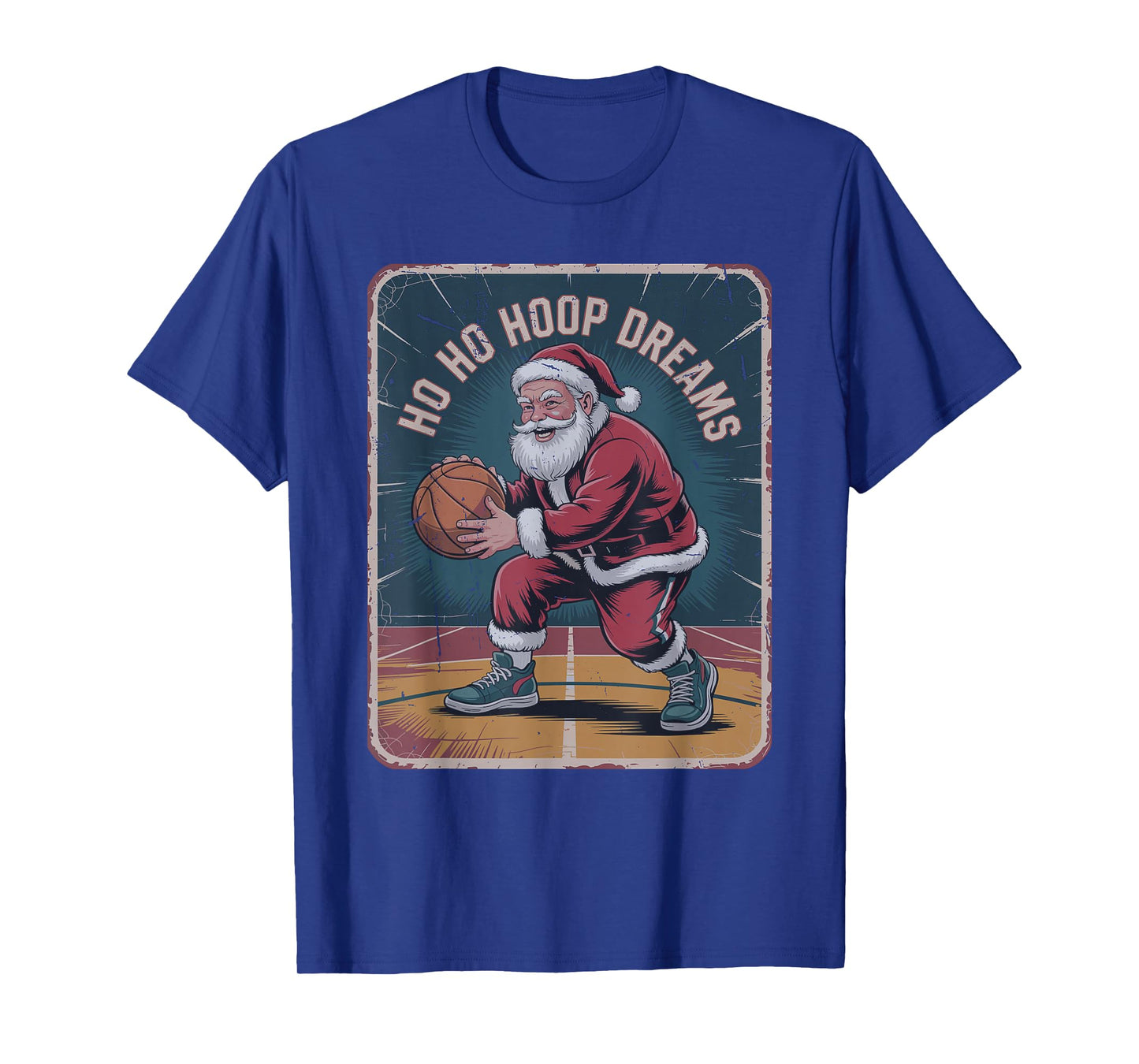 Vintage Santa Playing Basketball Retro Christmas Holiday T-Shirt