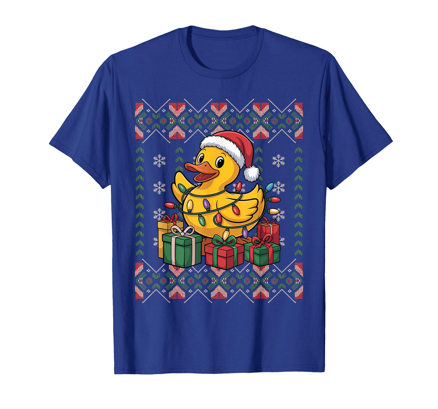 Santa Rubber Duck Christmas Ugly Sweater Funny Holiday T-Shirt