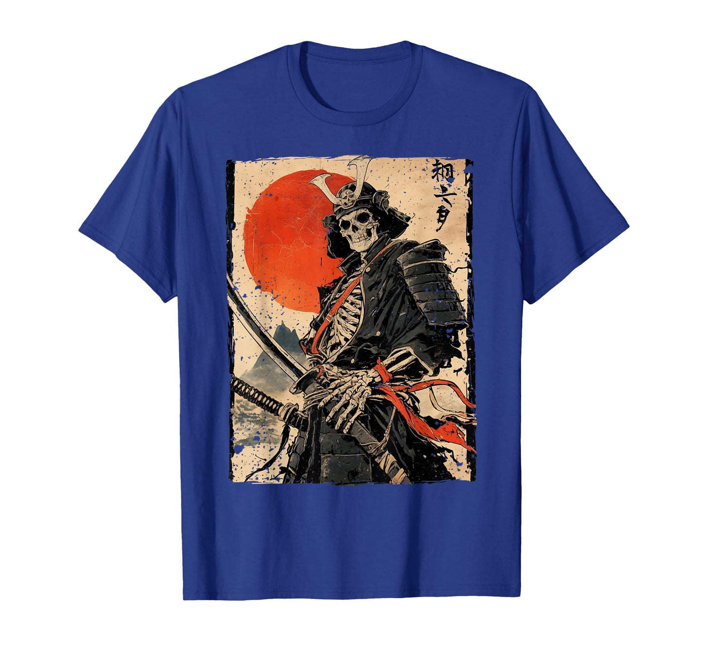 Japan Samurai Warrior Skeleton Ukiyo Ink Artwork Samurai T-Shirt
