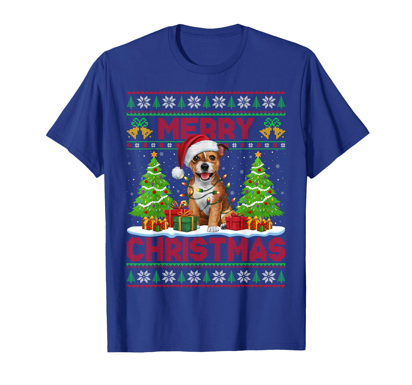 American Staffordshire Terrier Ugly Christmas Sweaters Xmas T-Shirt