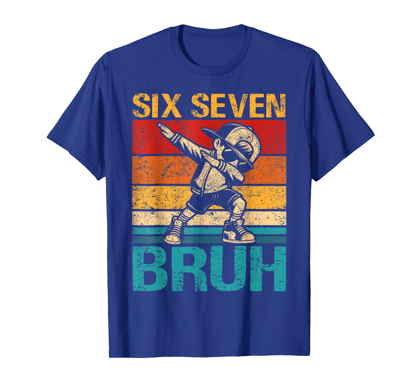 Six Seven 6 7 Bruh Dabbing Boys Kids Retro Vintage Meme T-Shirt