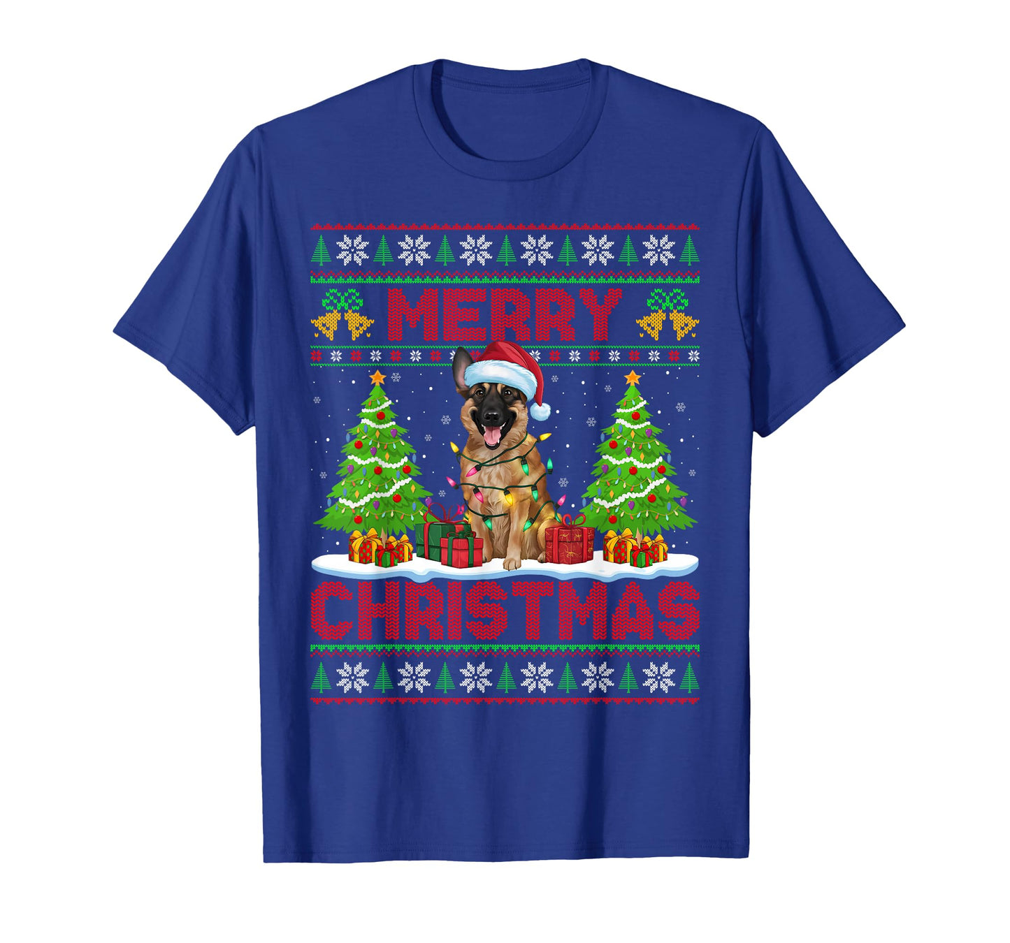 Belgian Shepherd Ugly Christmas Sweaters Pet Dog Lights Xmas T-Shirt