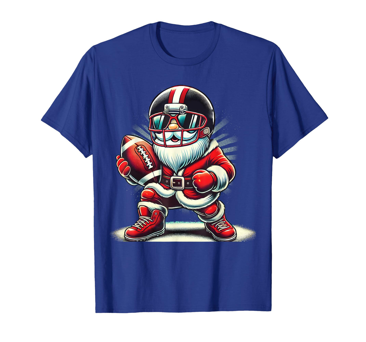 Christmas Santa Claus Football Lineman Quarterback Boys Kids T-Shirt