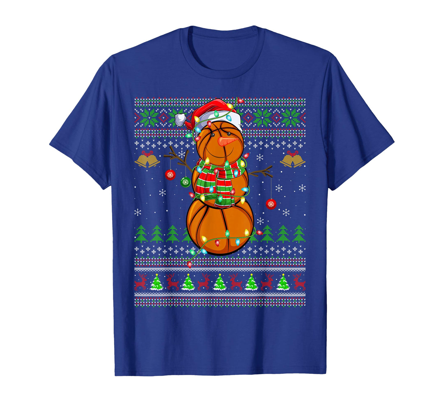 Basketball Snowman Ugly Christmas Sweater Sports Player Xmas T-Shirt
