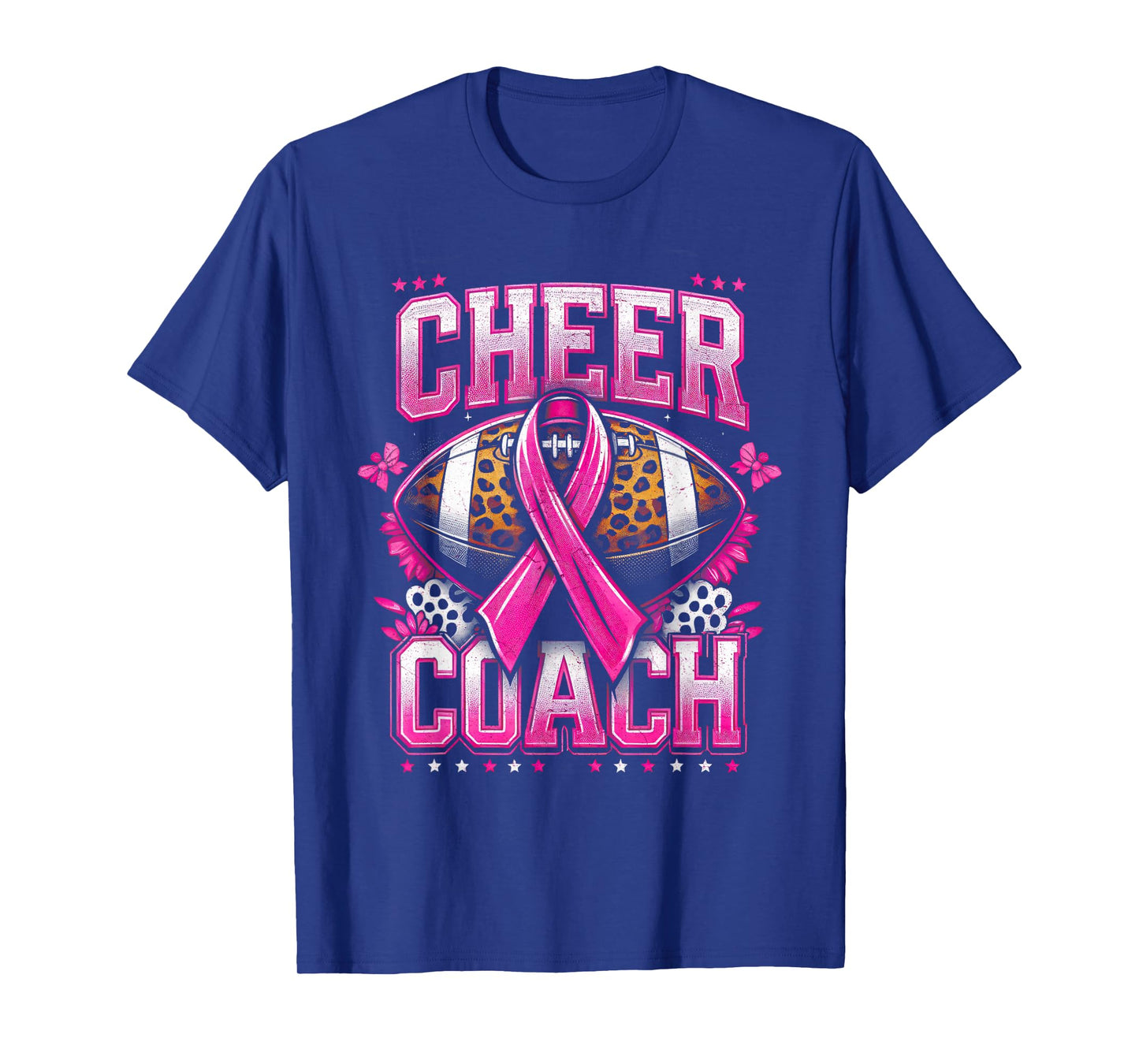 Football Cheer Coach Pink Ribbon Breast Cancer Awareness T-Shirt