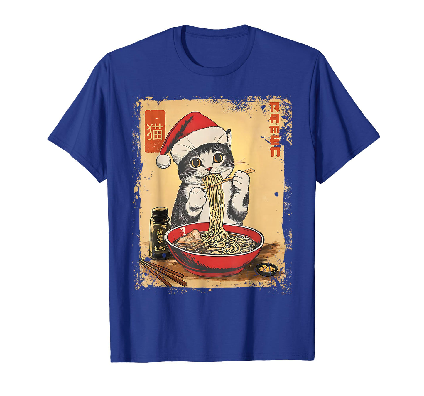 Funny Christmas Santa Cat Ramen Japanese Kawaii Anime Cat T-Shirt