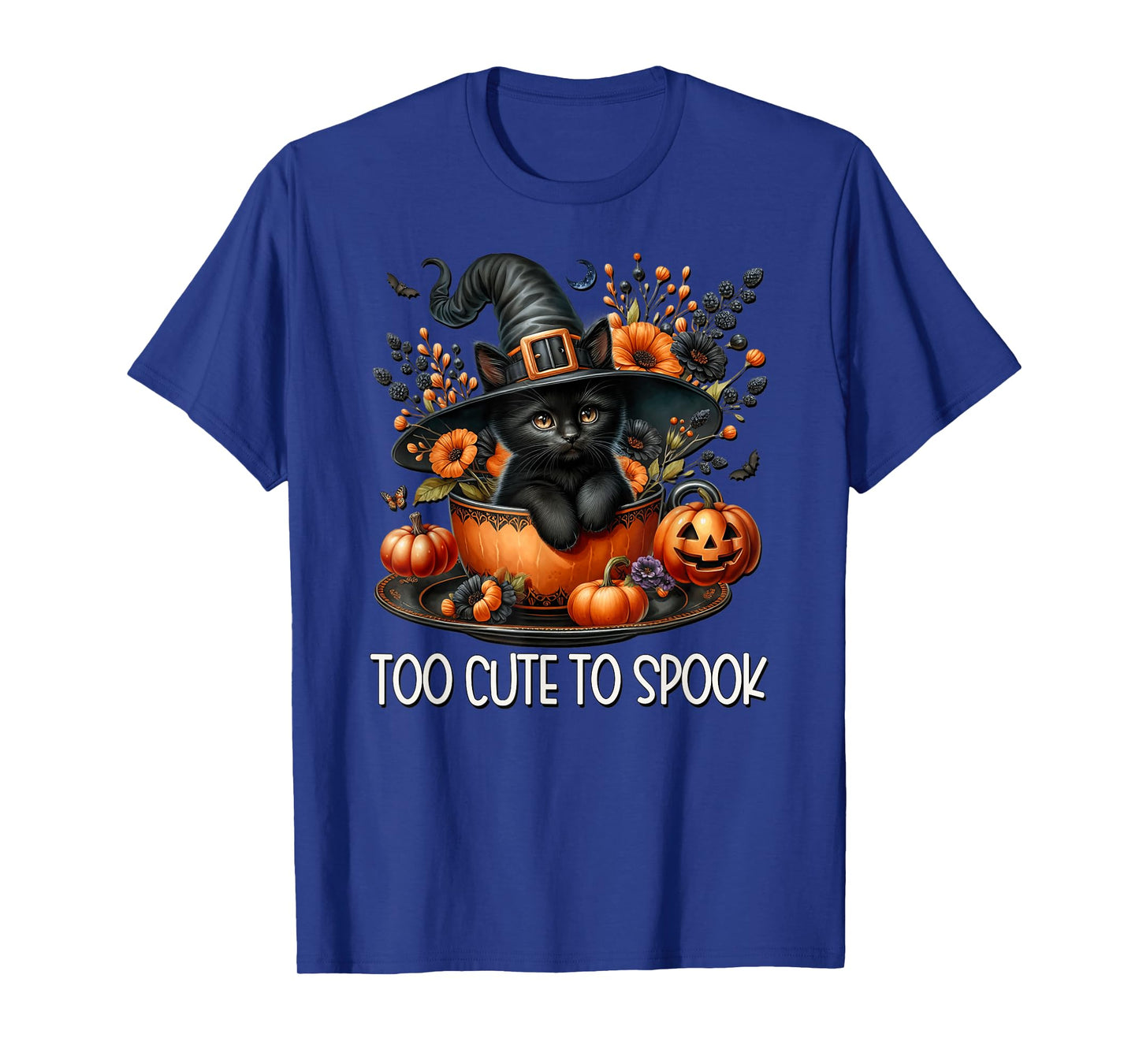 Black Witch Cat Kitten Graphic for Cat Mom Too Cute to Spook T-Shirt