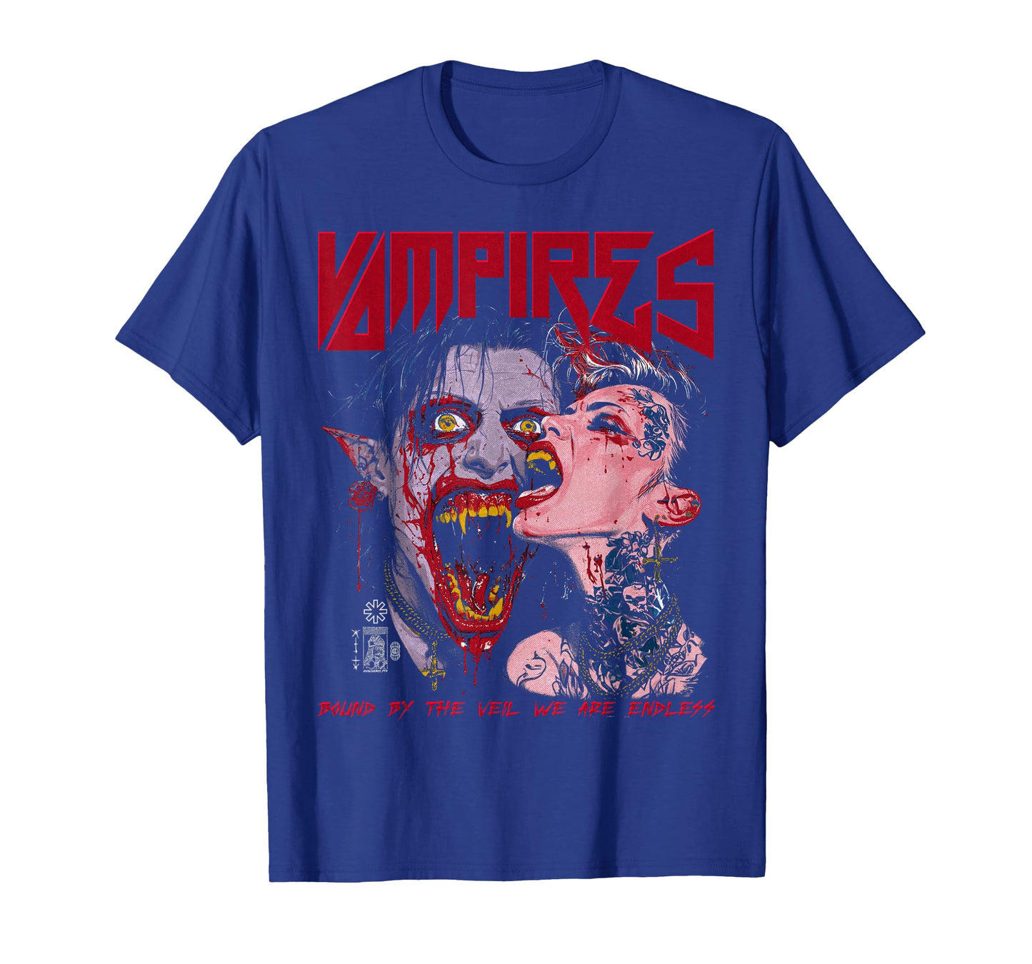 Spooky Halloween Vampire Couple Vintage Horror Goth Punk Alt T-Shirt