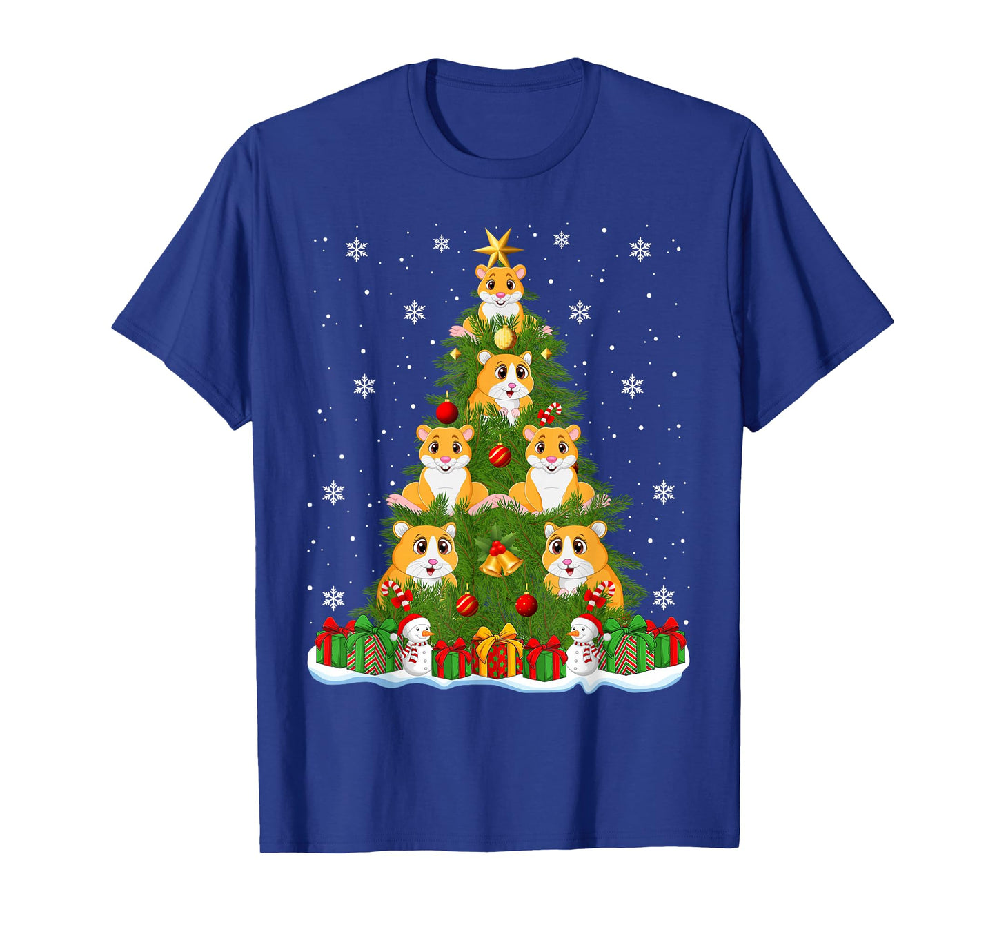 Cute Hamster Christmas Tree Holiday Decor Funny Xmas Lights T-Shirt