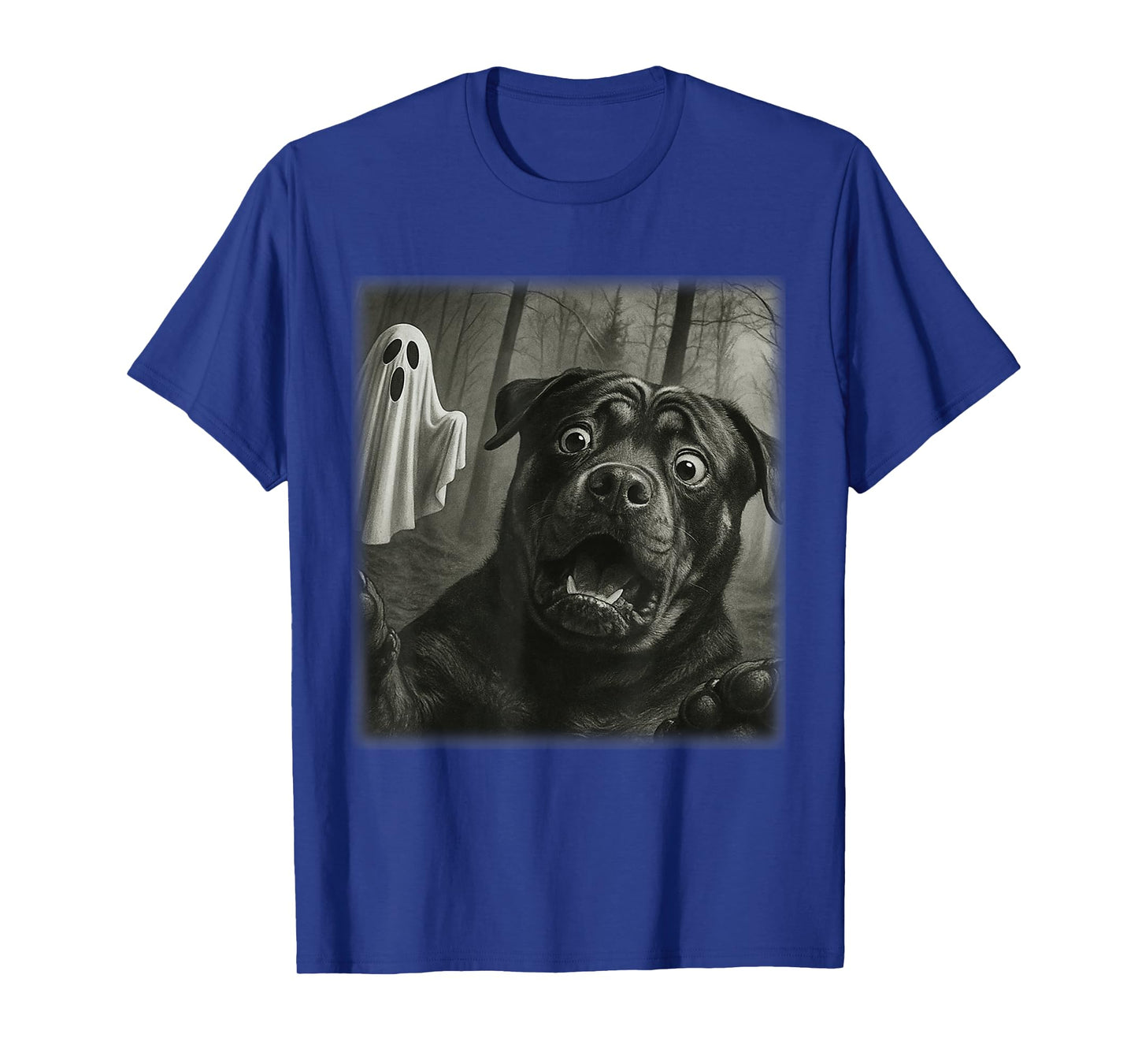 Funny Halloween Rottweiler Dog Selfie with Spooky Ghost T-Shirt